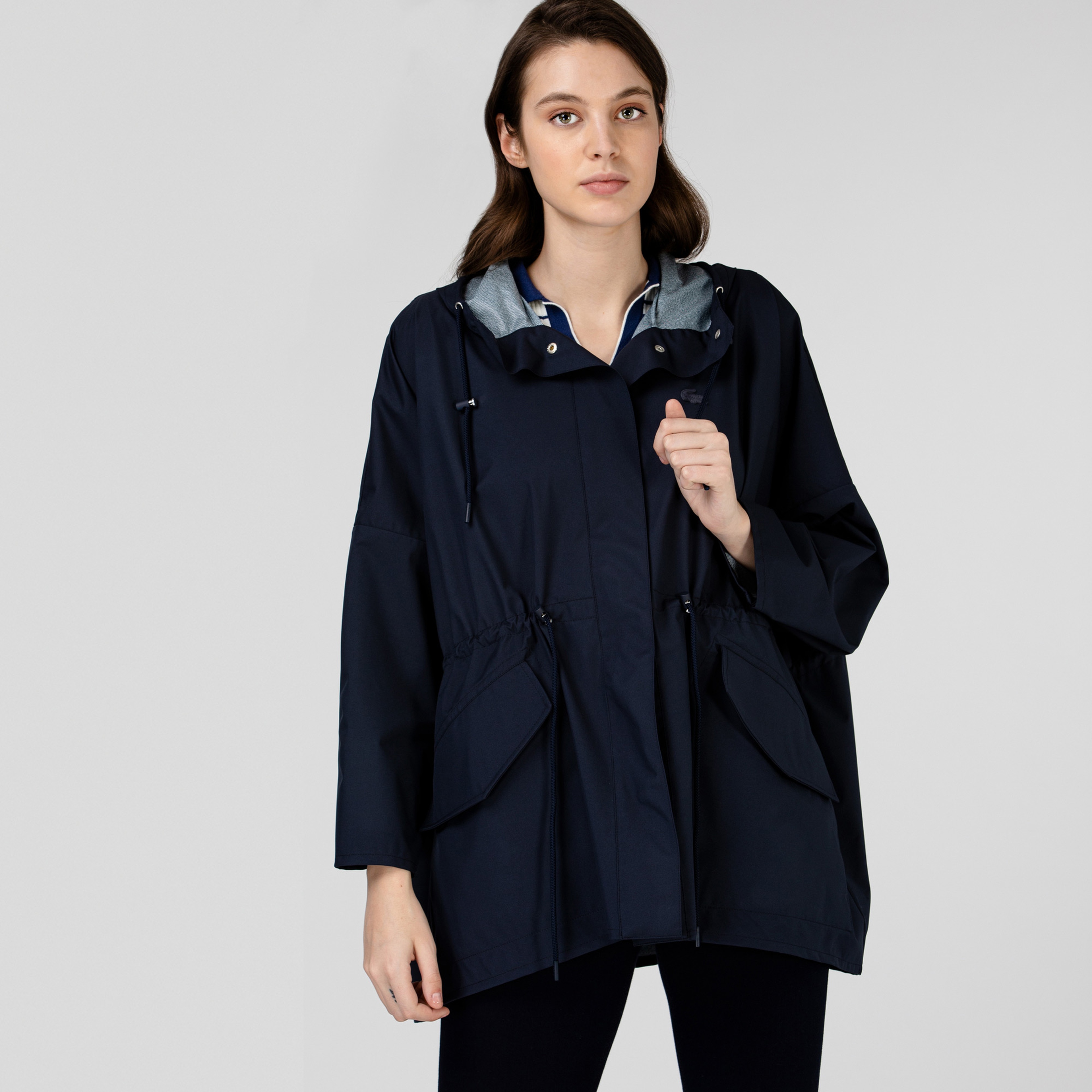 Lacoste Kadın Kapüşonlu Katlanabilir Lacivert Mont