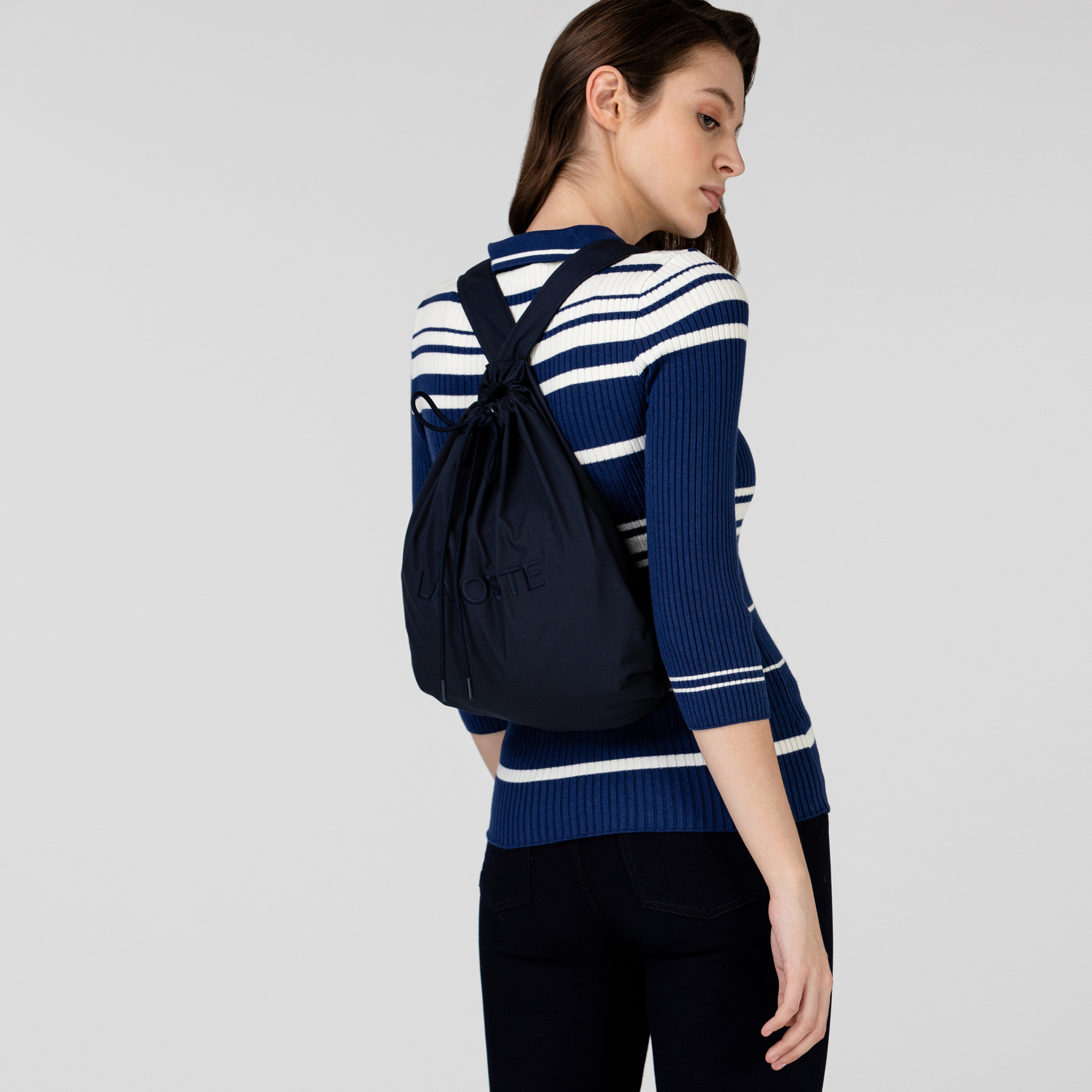 Lacoste Kadın Kapüşonlu Katlanabilir Lacivert Mont