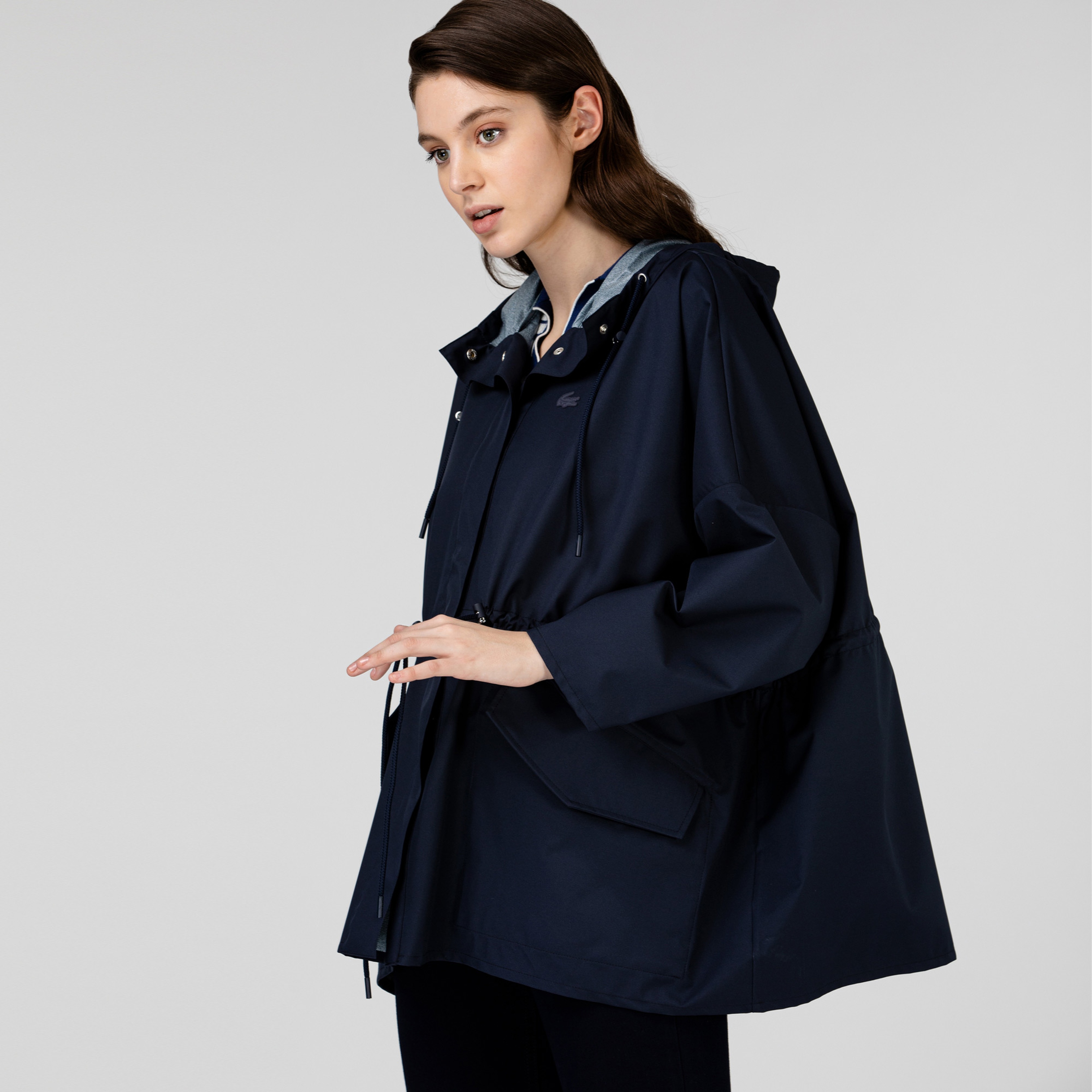 Lacoste Kadın Kapüşonlu Katlanabilir Lacivert Mont