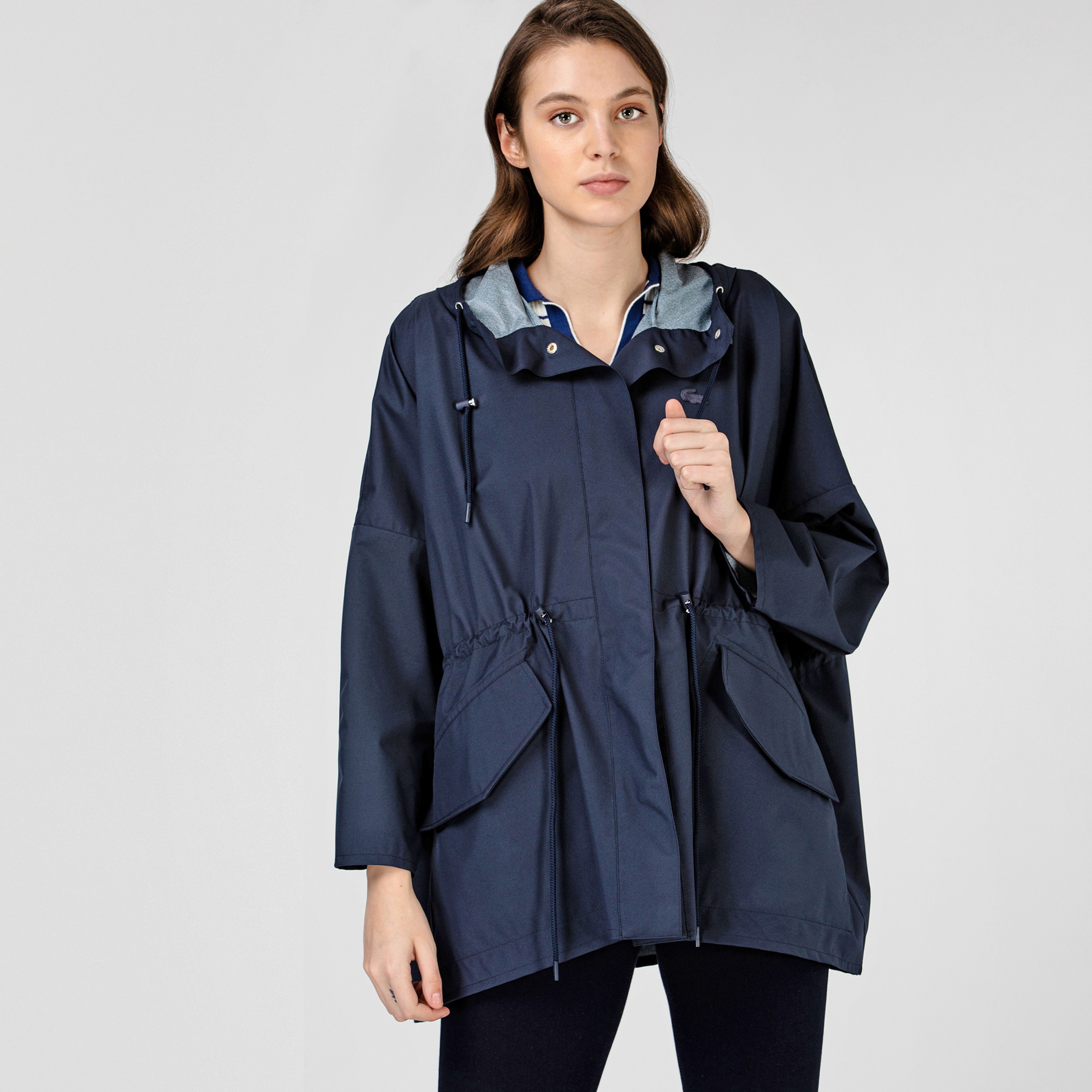 Lacoste Kadın Kapüşonlu Katlanabilir Lacivert Mont