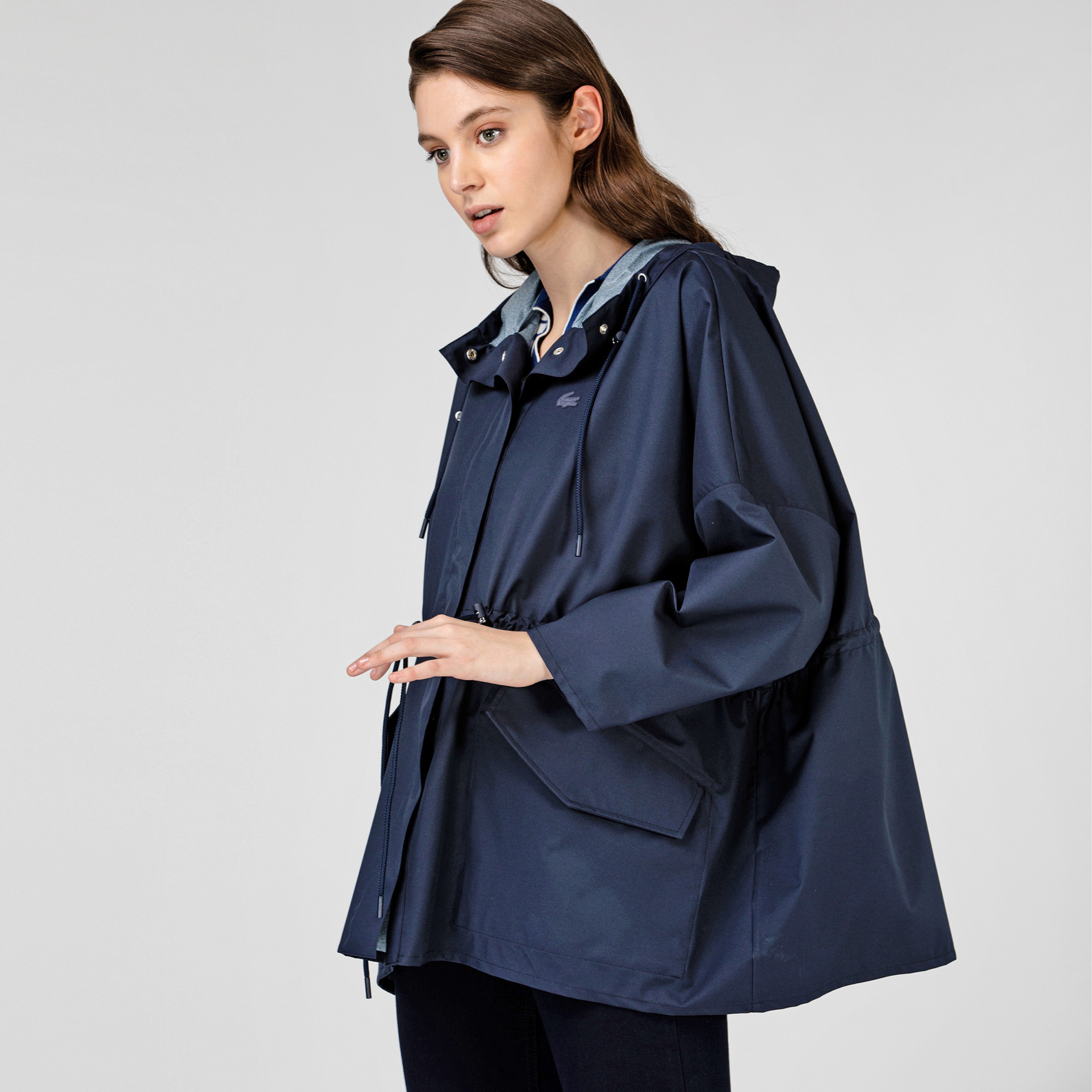 Lacoste Kadın Kapüşonlu Katlanabilir Lacivert Mont