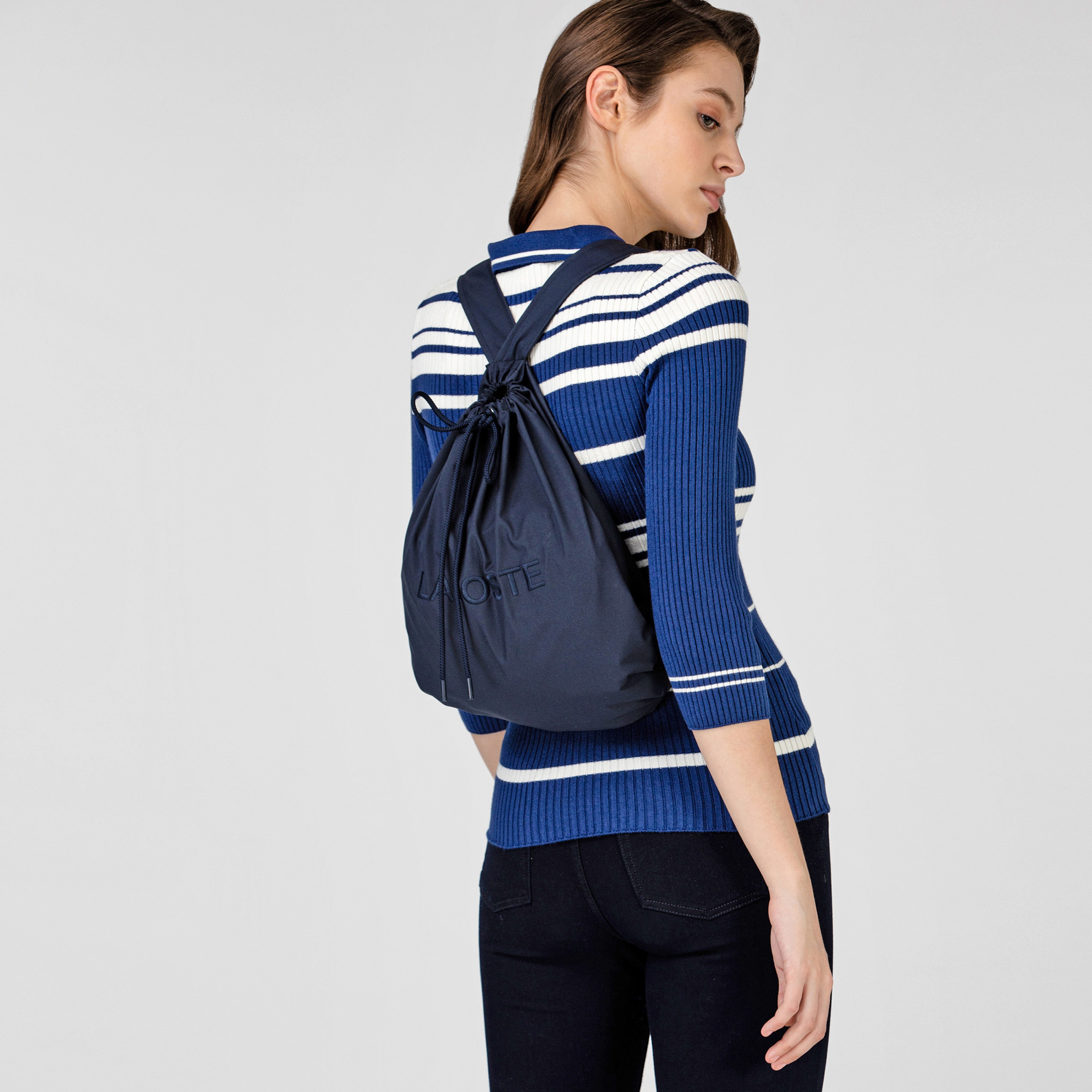 Lacoste Kadın Kapüşonlu Katlanabilir Lacivert Mont