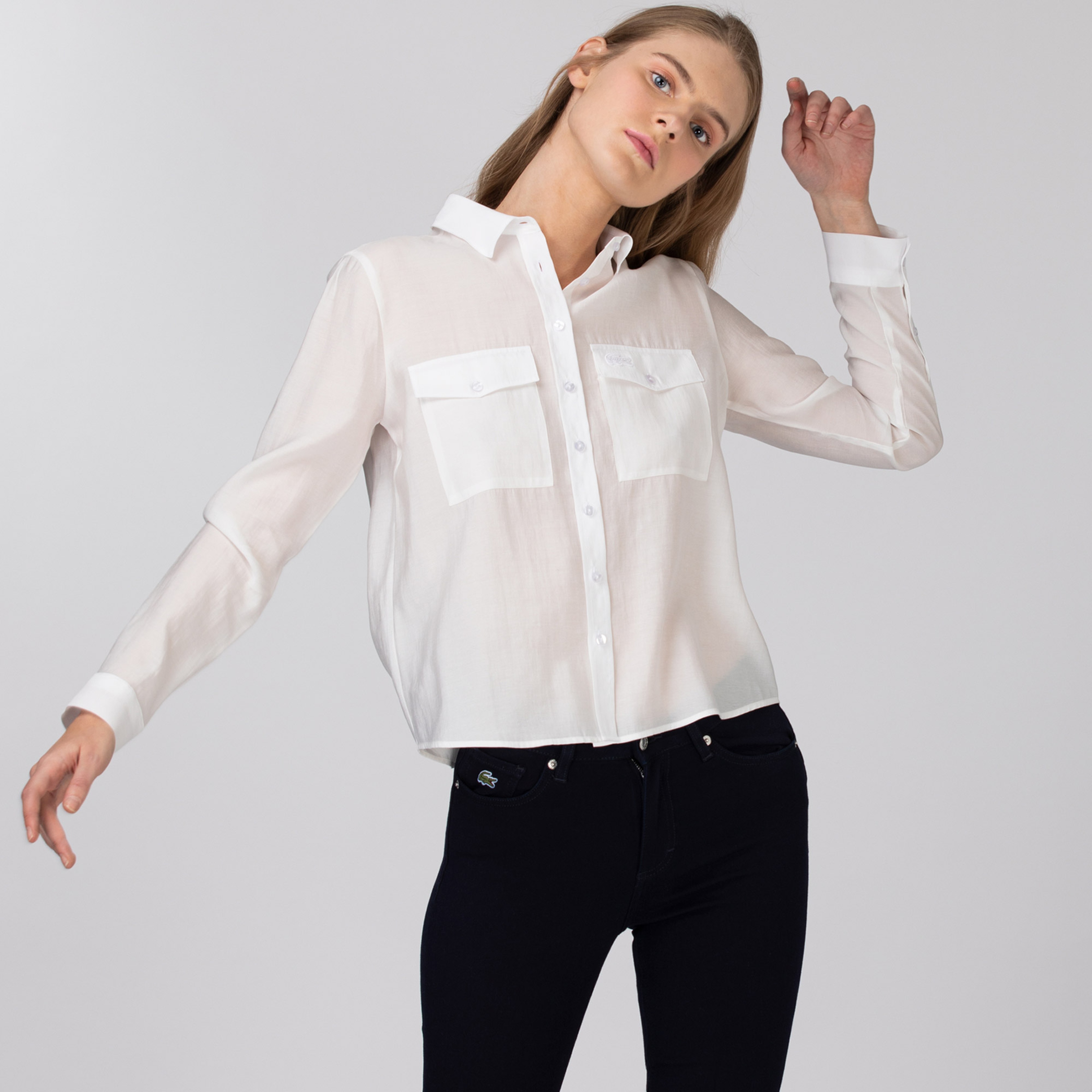 Lacoste Kadın Beyaz Gömlek