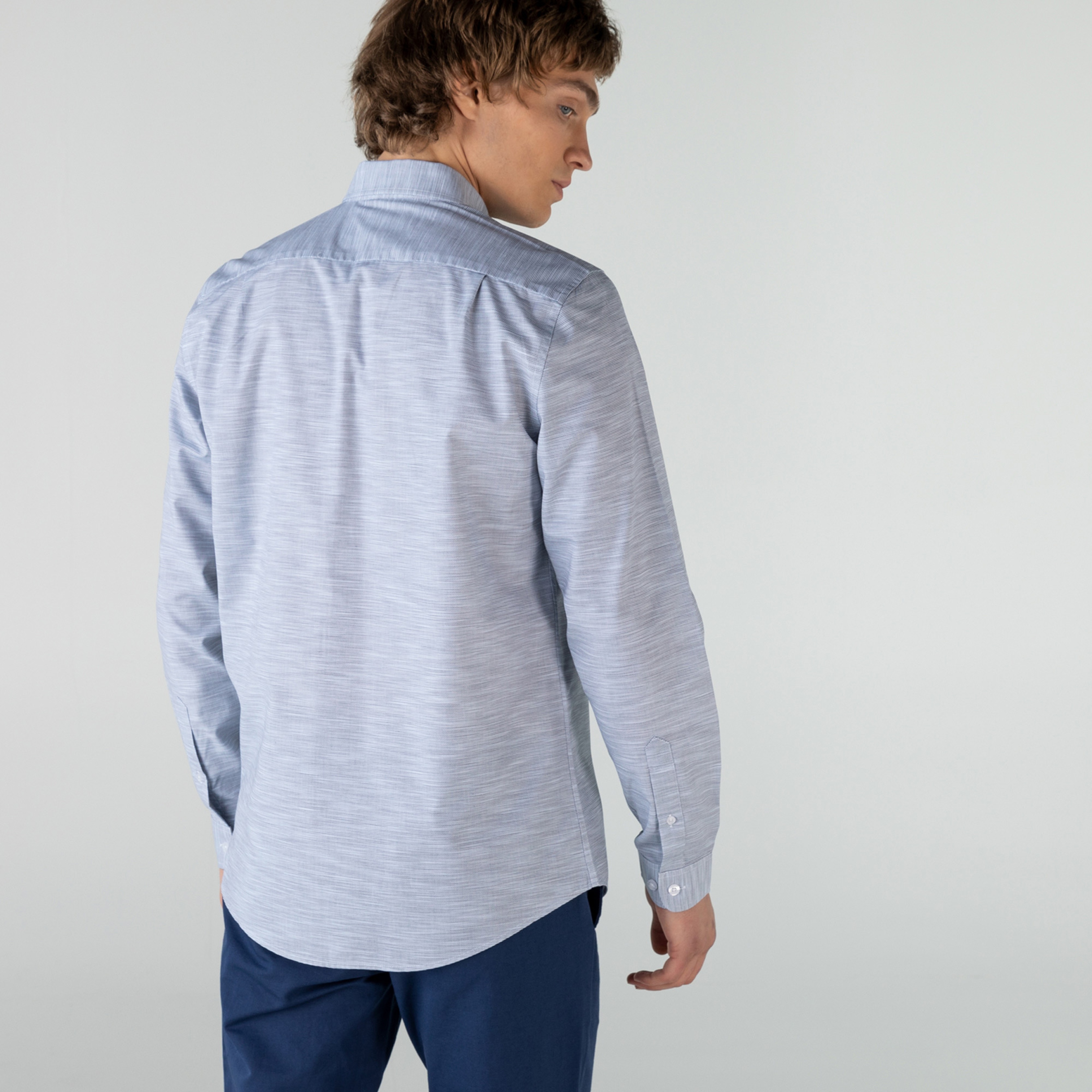 Lacoste Erkek Slim Fit Desenli Gri Gömlek