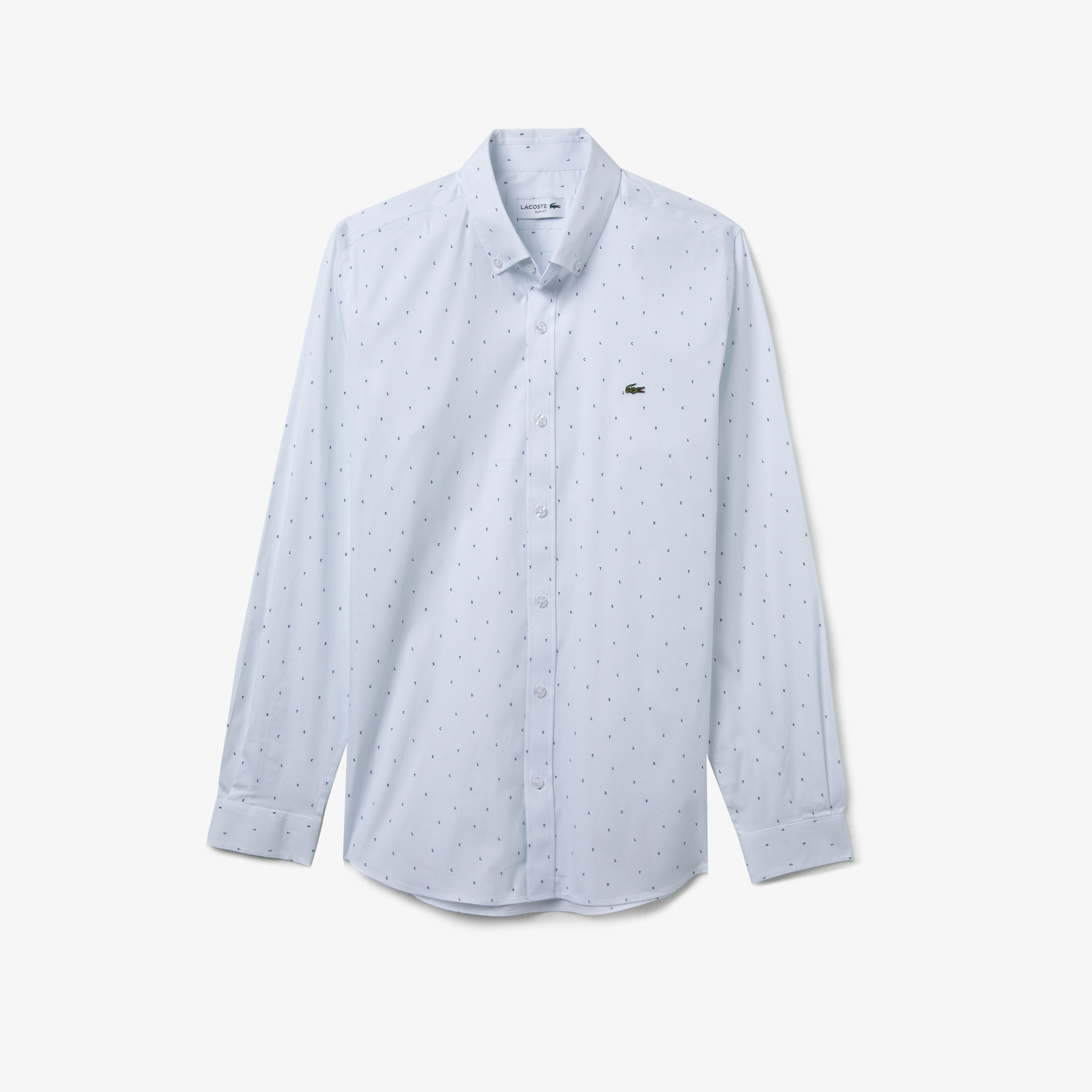 Lacoste Erkek Slim Fit Desenli Beyaz Gömlek