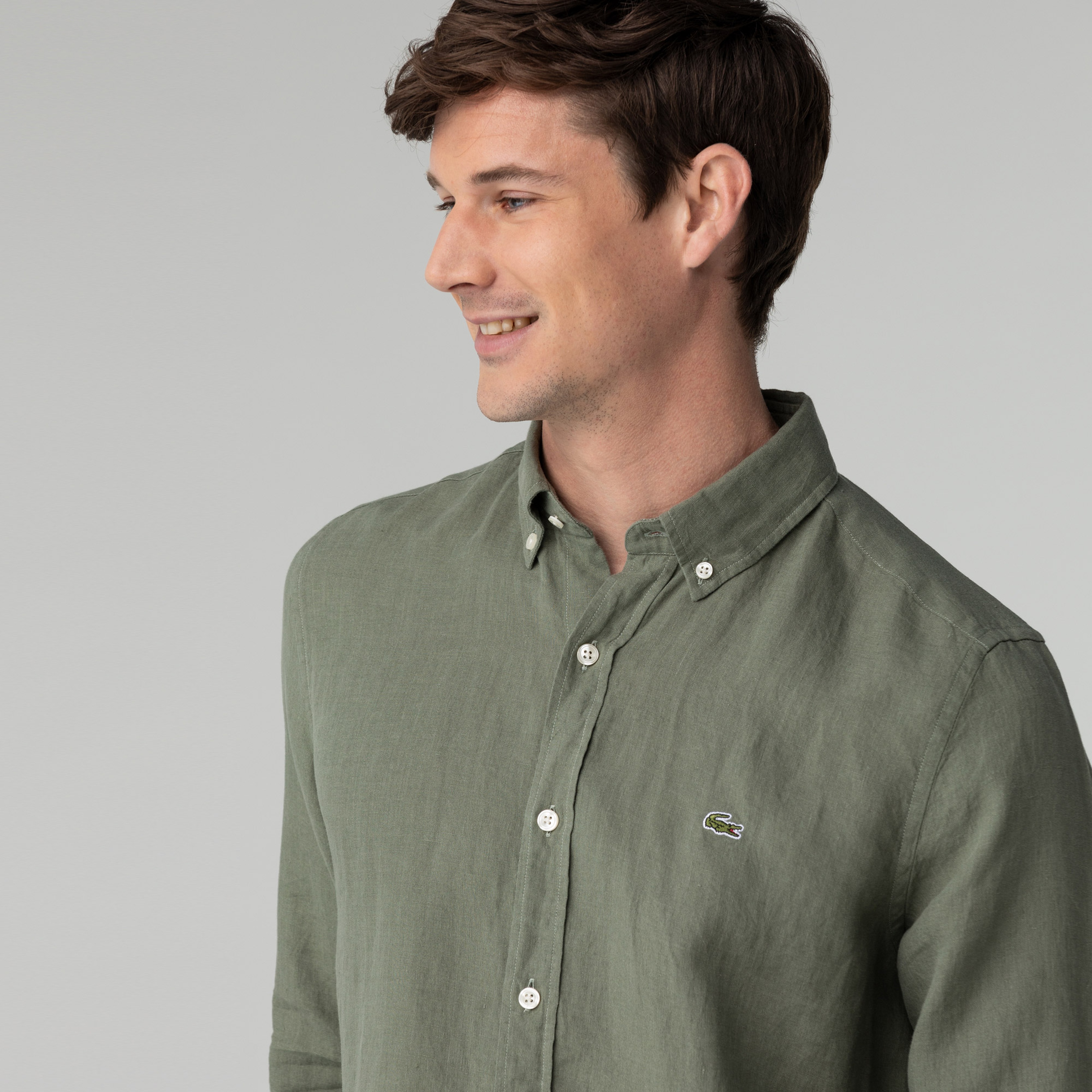 Lacoste Erkek Slim Fit Haki Gömlek