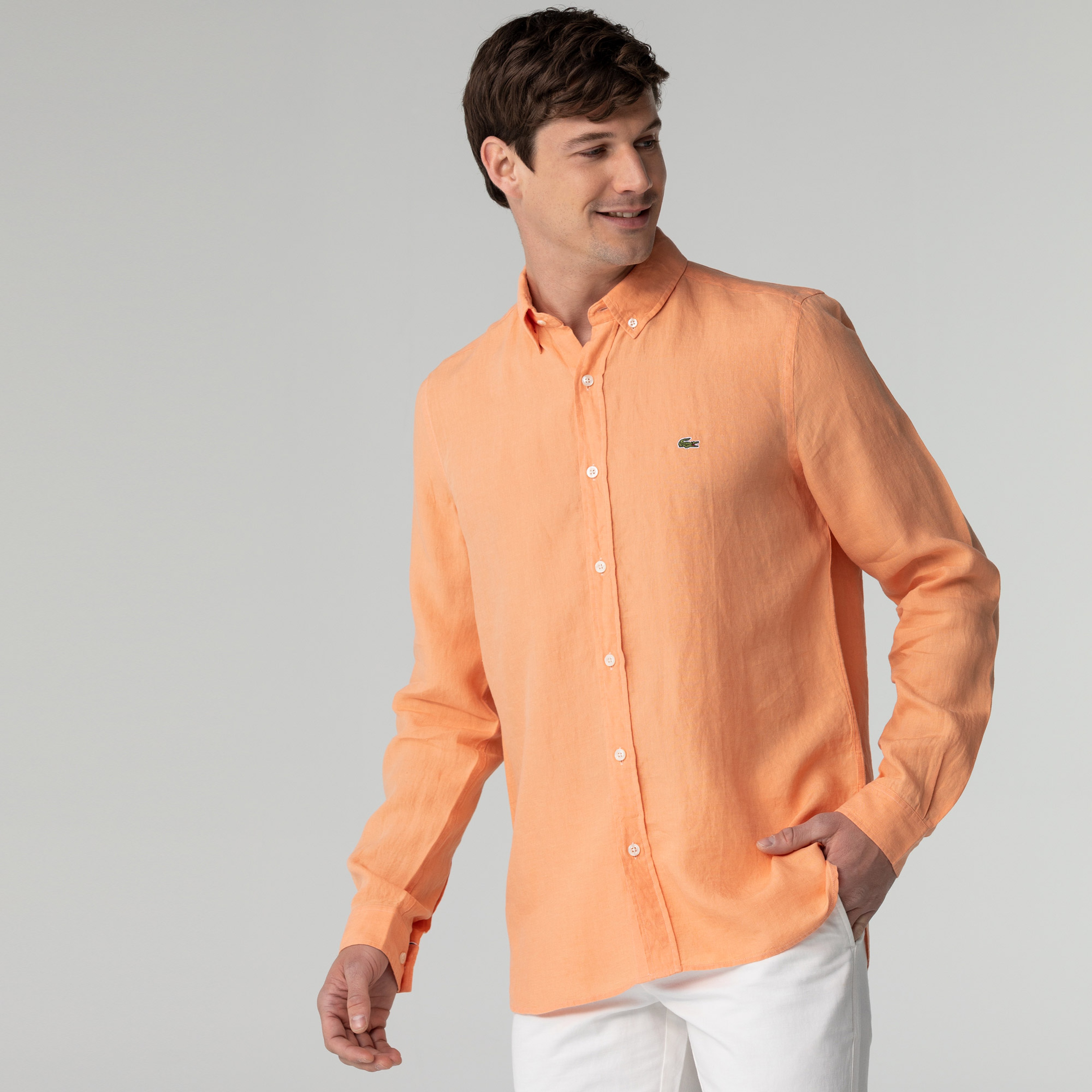 Lacoste Erkek Slim Fit Turuncu Gömlek