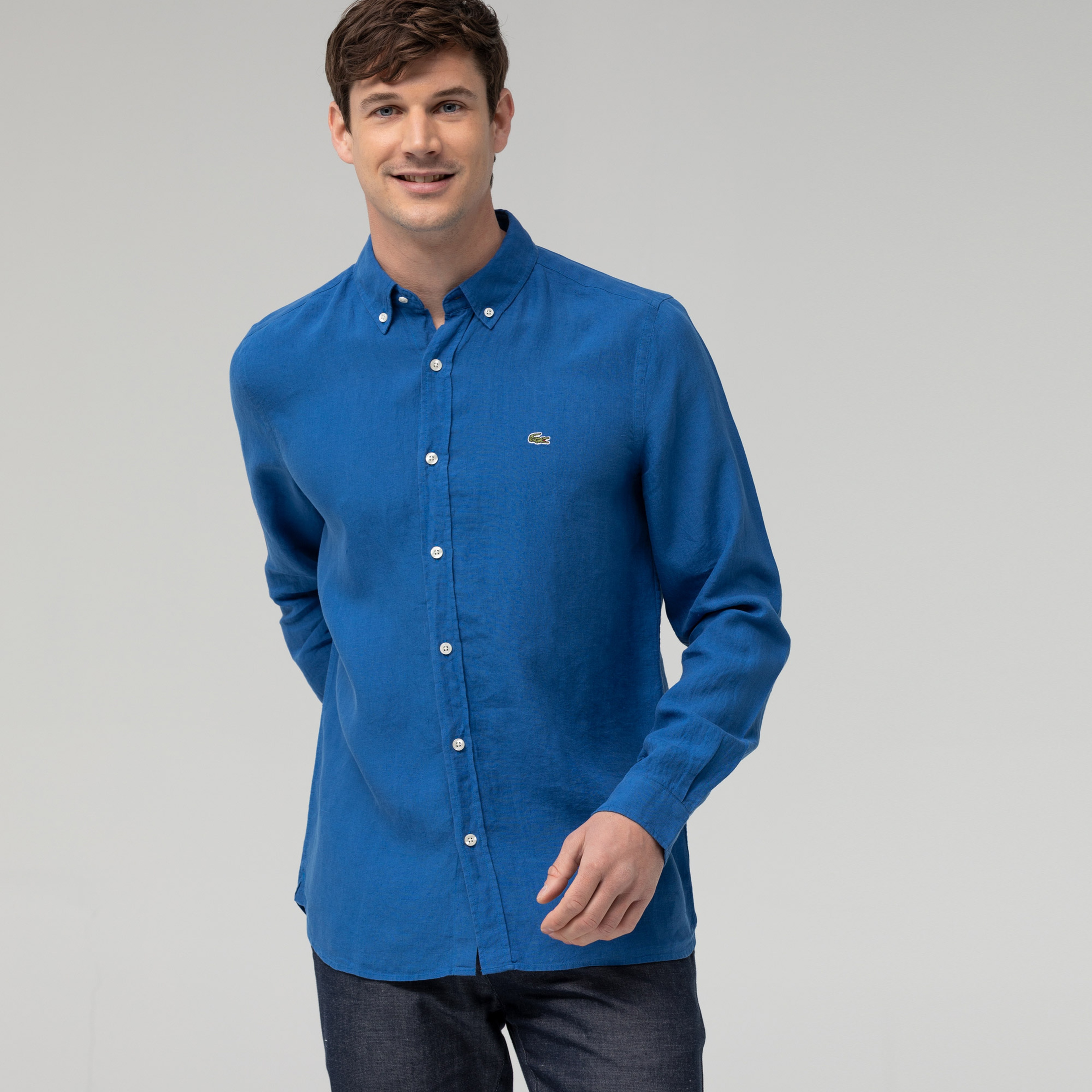 Lacoste Erkek Slim Fit Saks Mavi Gömlek