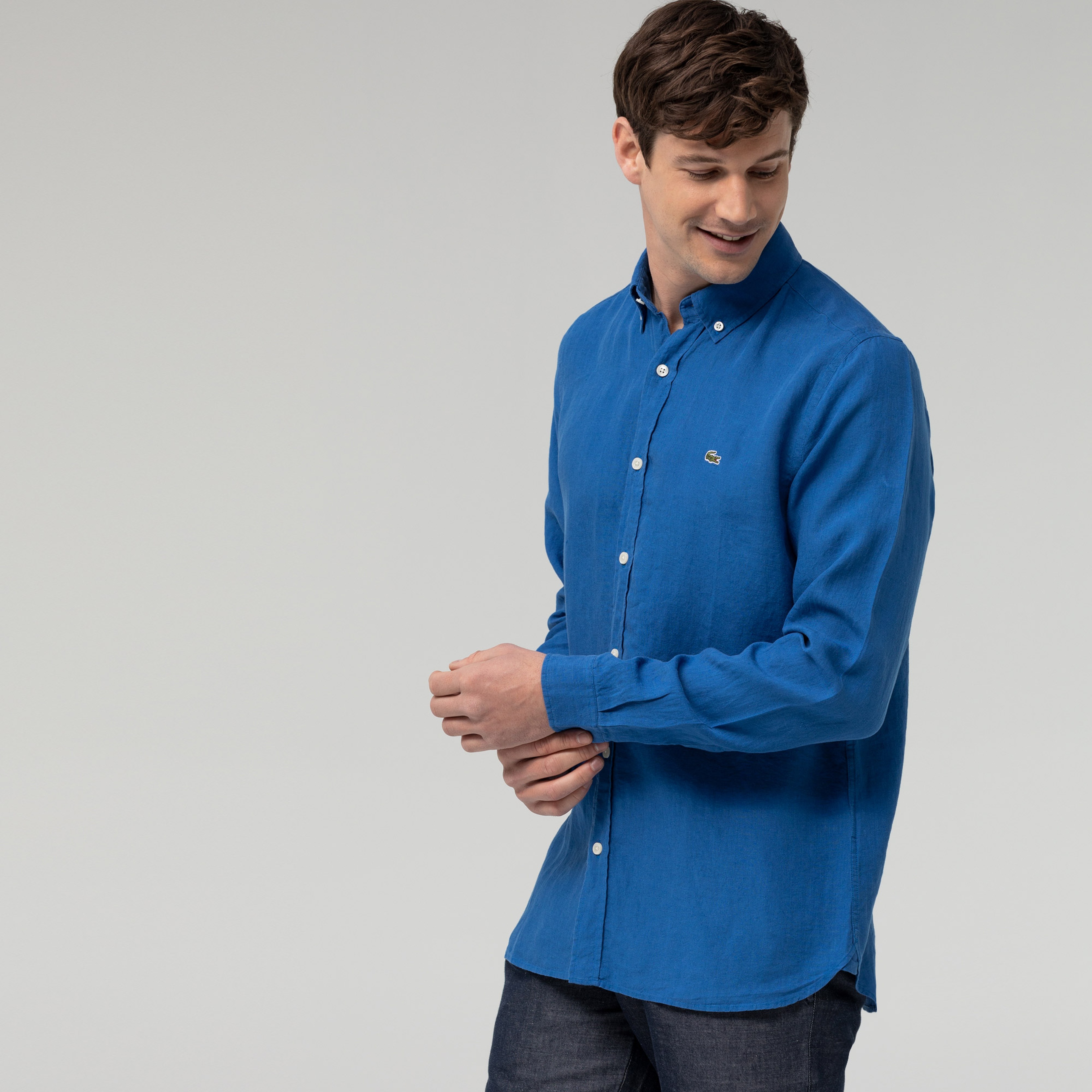 Lacoste Erkek Slim Fit Saks Mavi Gömlek