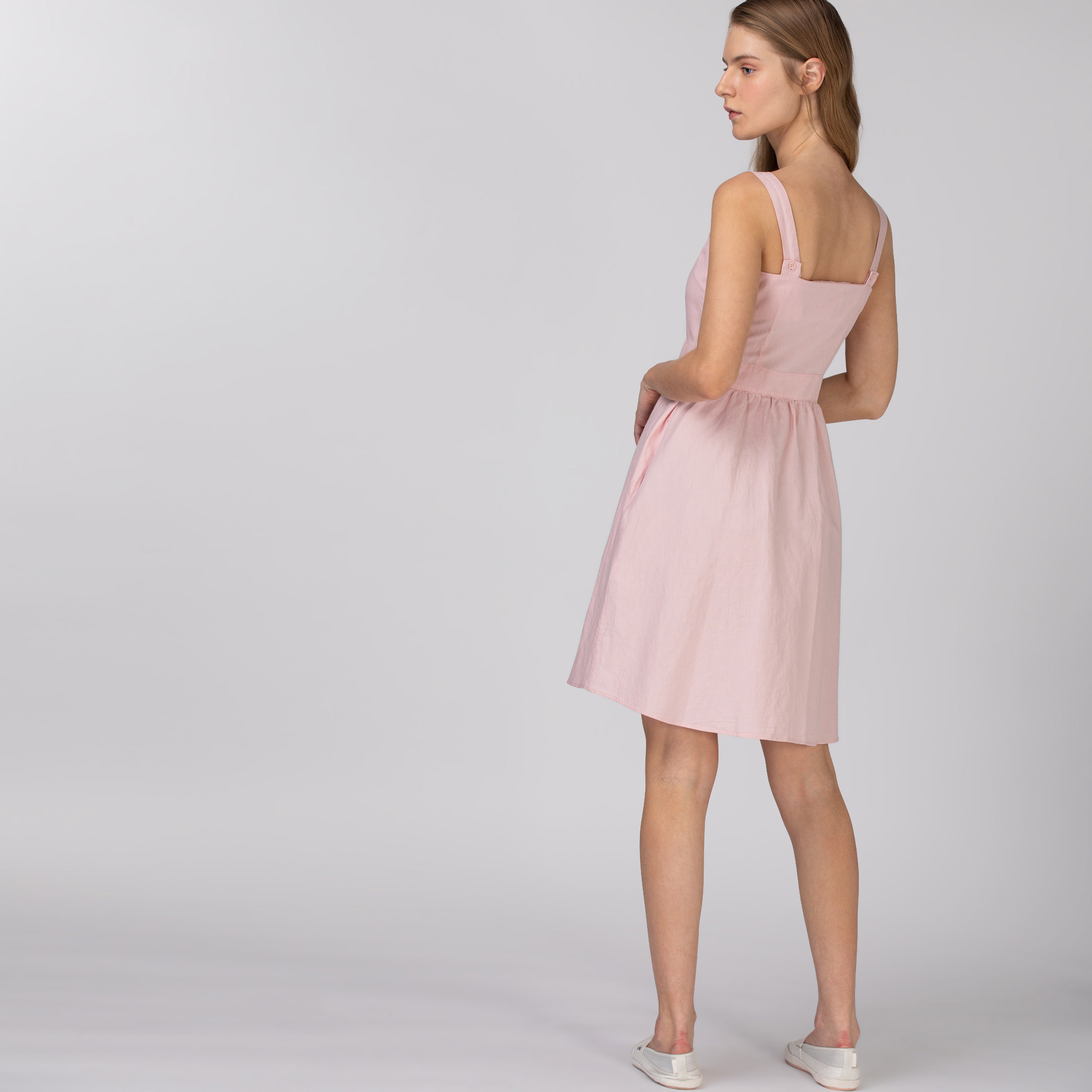 Lacoste Kadın Askılı Pembe Elbise