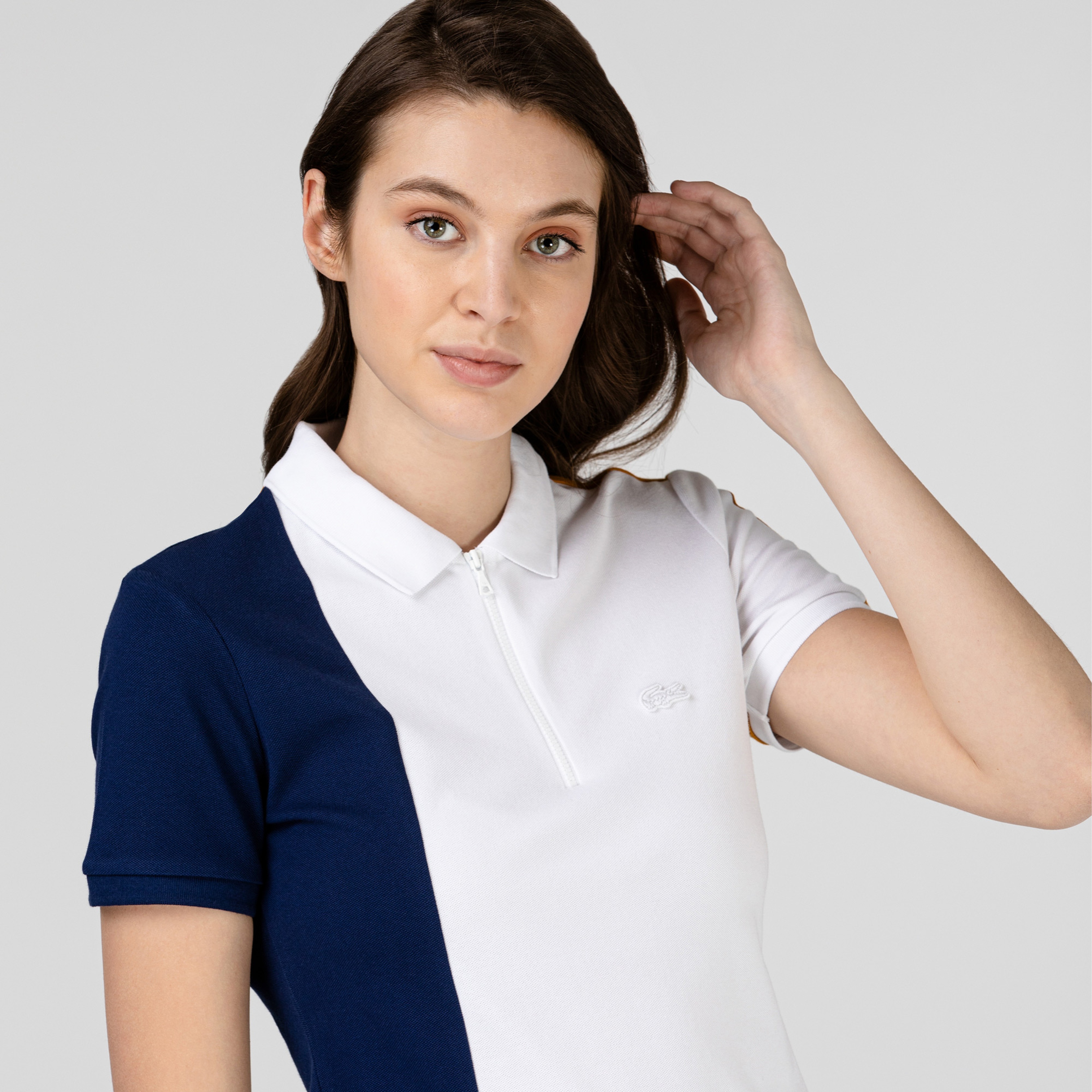 Lacoste Kadın Fermuarlı Yaka Renk Bloklu Renkli Polo