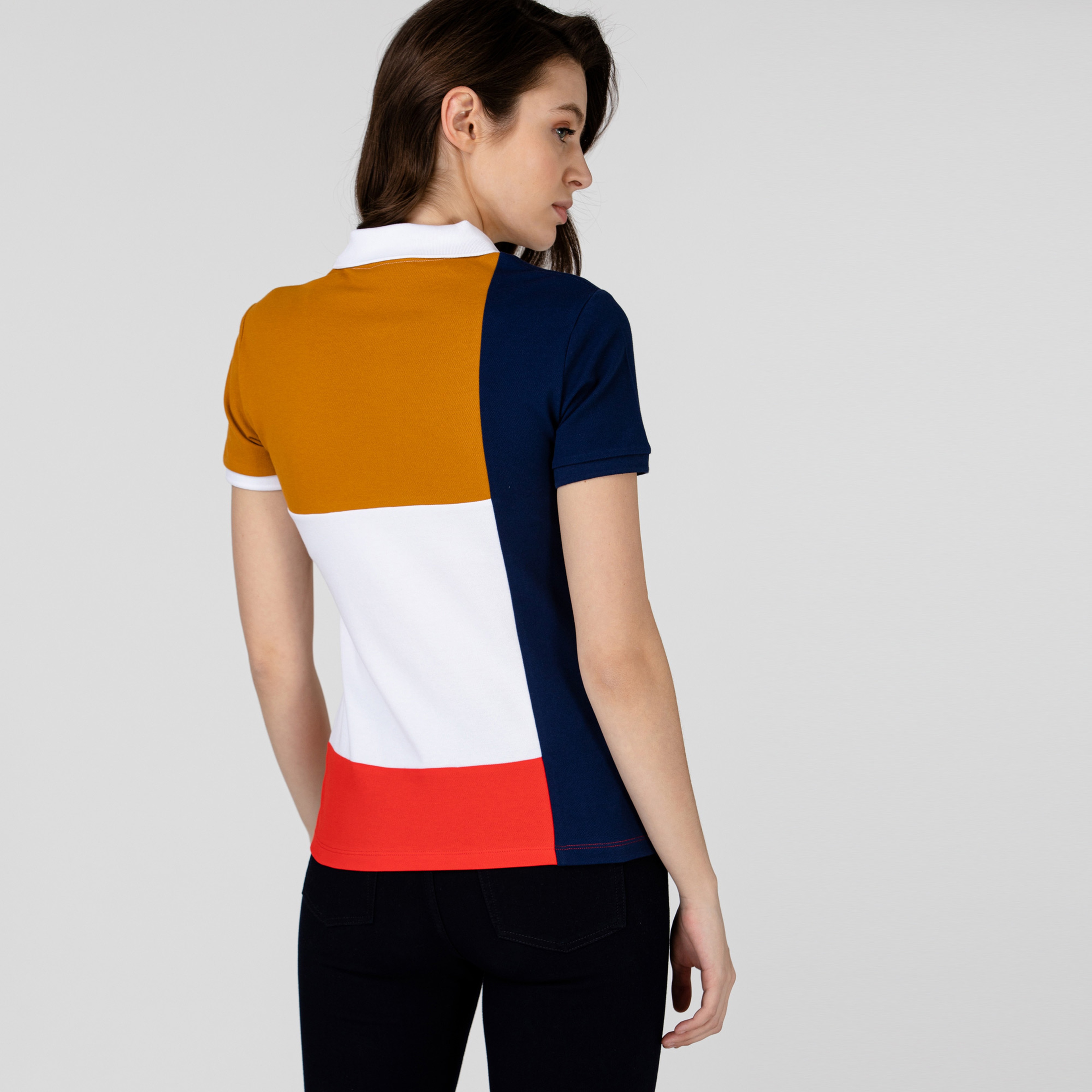 Lacoste Kadın Fermuarlı Yaka Renk Bloklu Renkli Polo