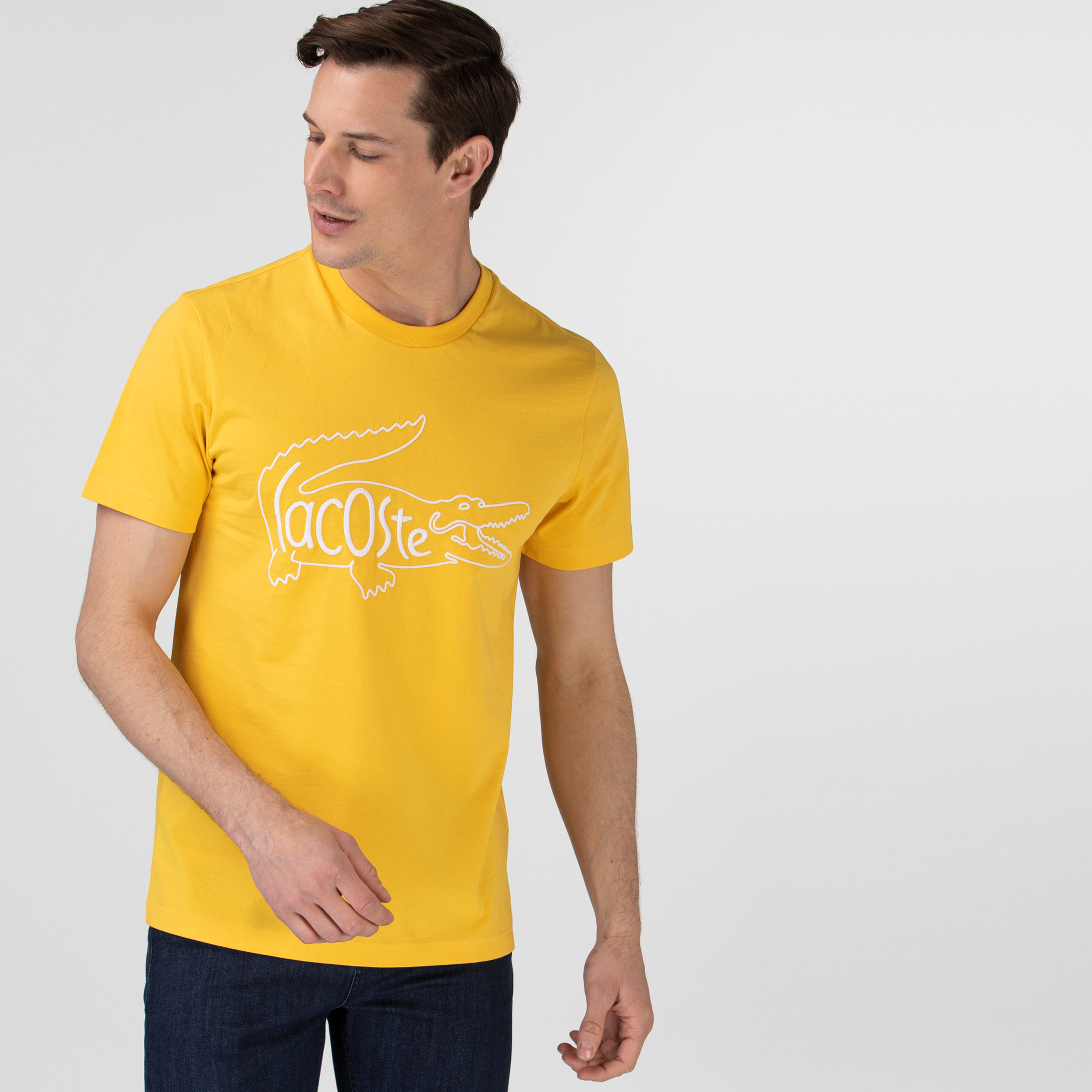 Lacoste Erkek Nakışlı Sarı T-Shirt