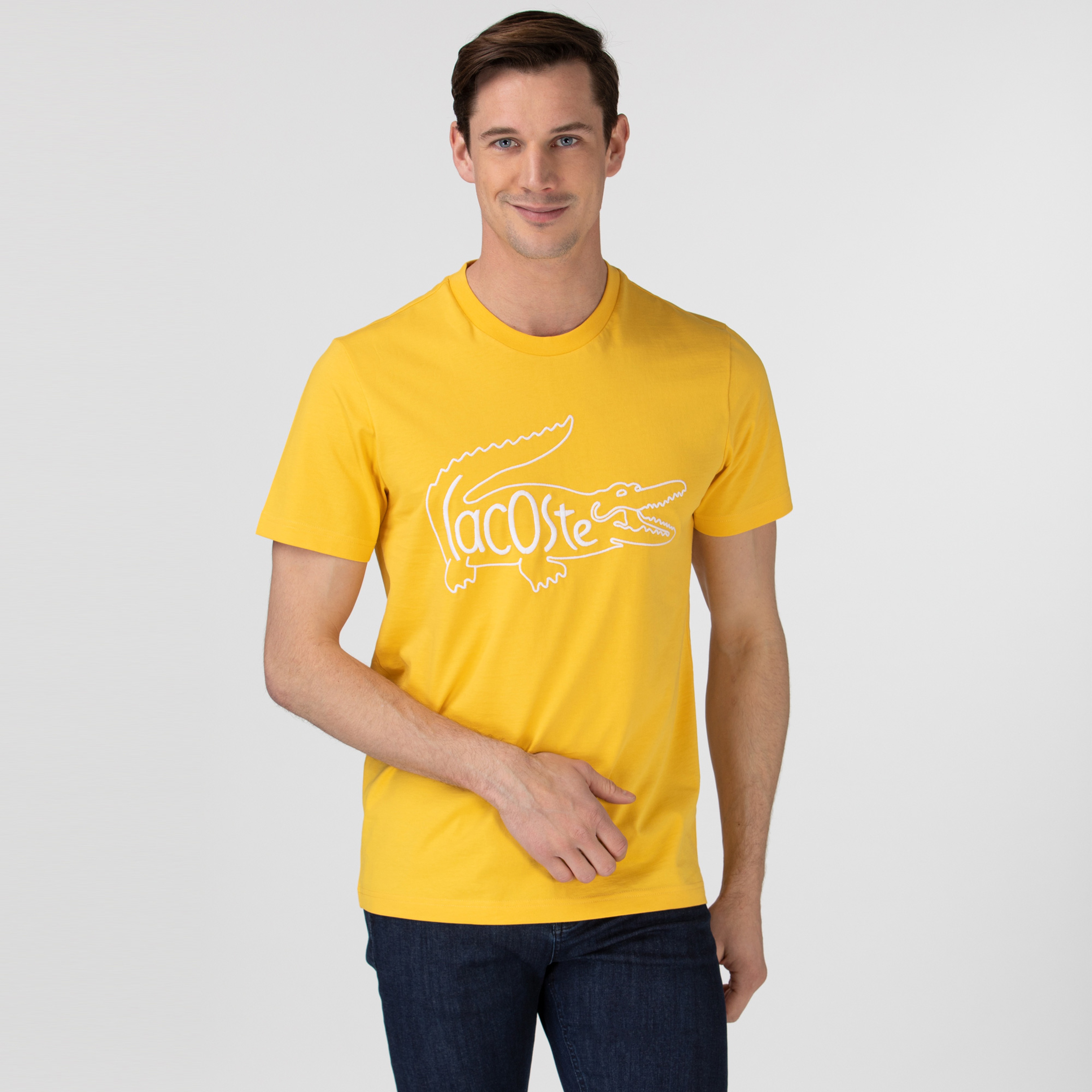 Lacoste Erkek Nakışlı Sarı T-Shirt
