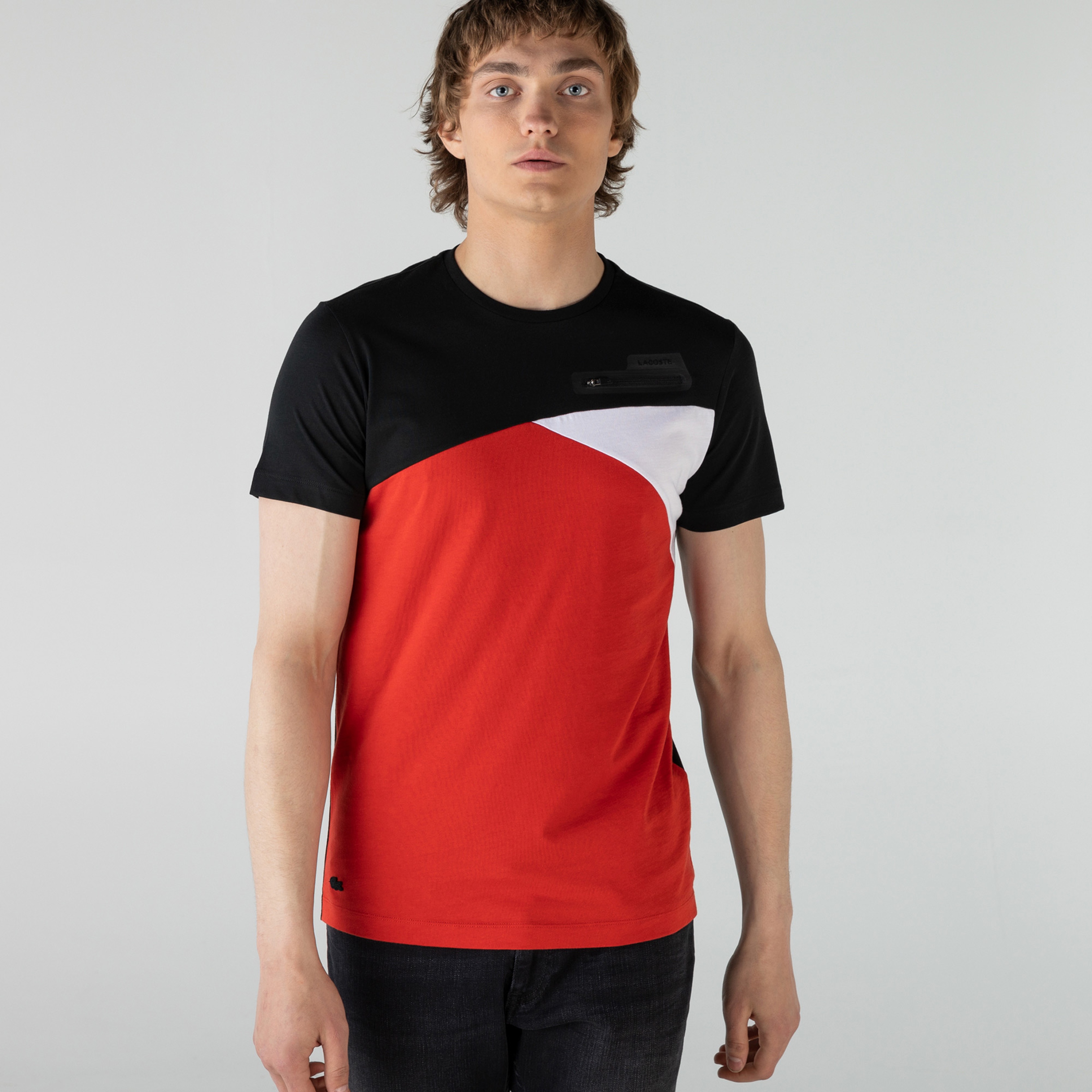 Lacoste Erkek Slim Fit Bisiklet Yaka Renk Bloklu Renkli T-Shirt