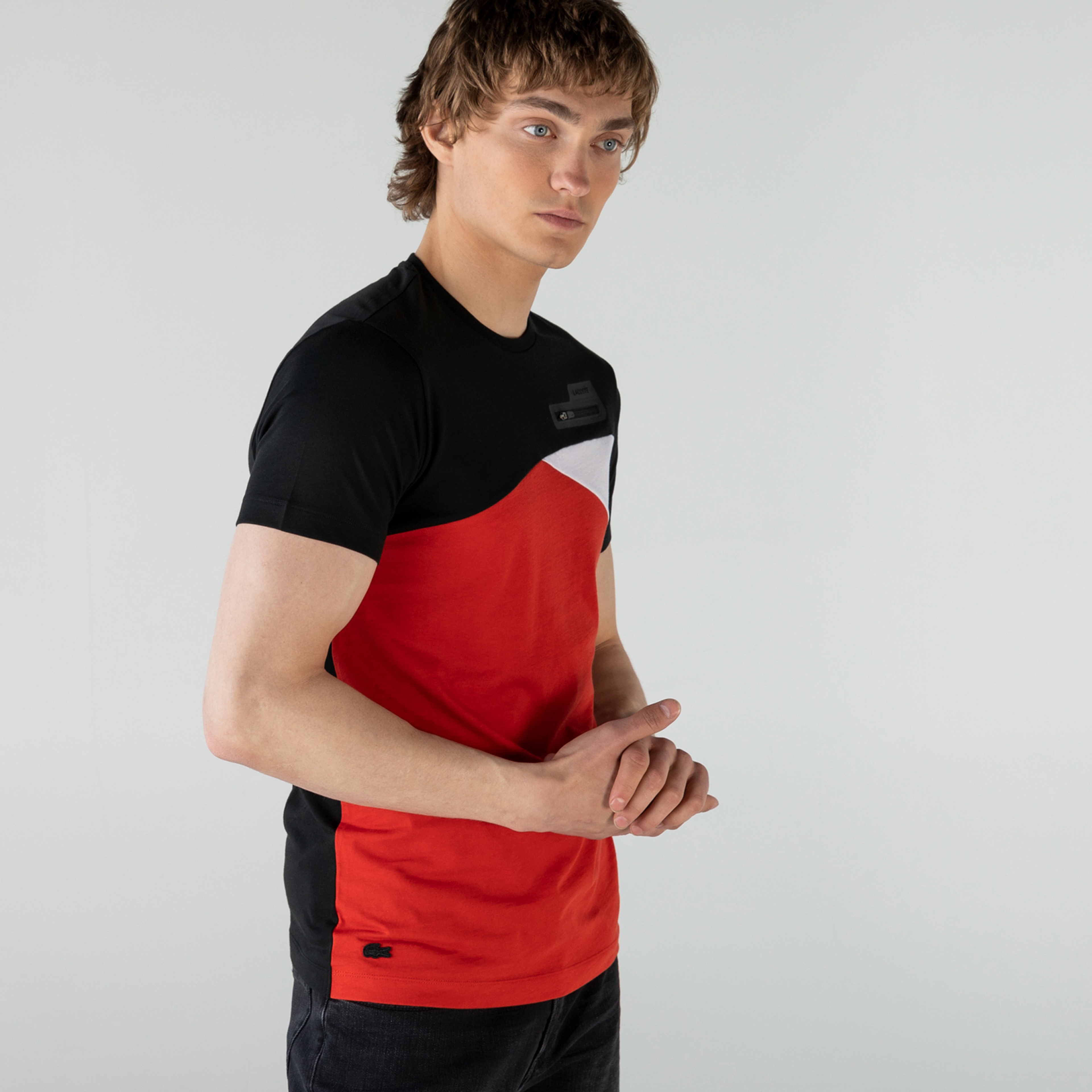 Lacoste Erkek Slim Fit Bisiklet Yaka Renk Bloklu Renkli T-Shirt