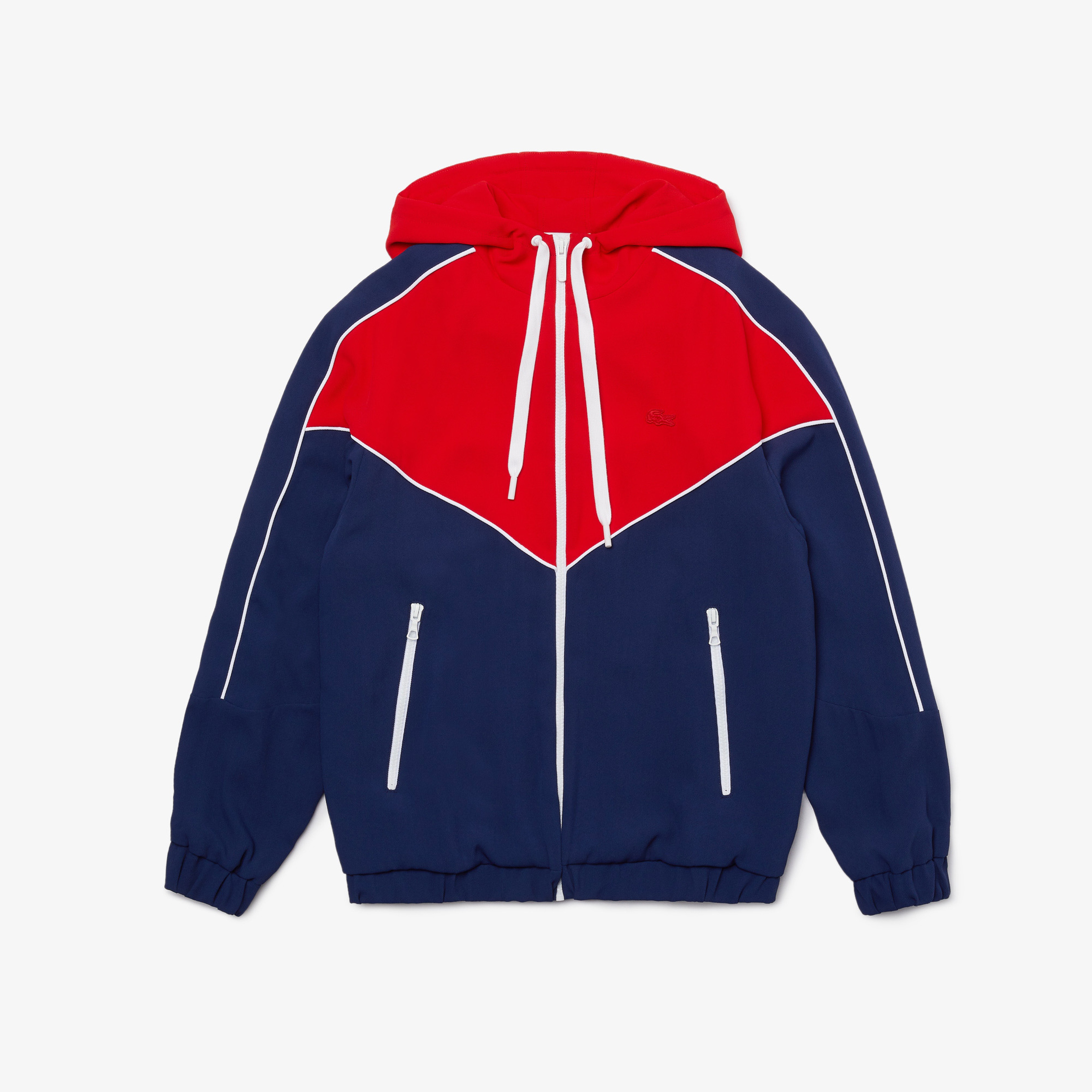 Lacoste Erkek Fermuarlı Kapüşonlu Kırmızı-Lacivert Eşofman Üstü