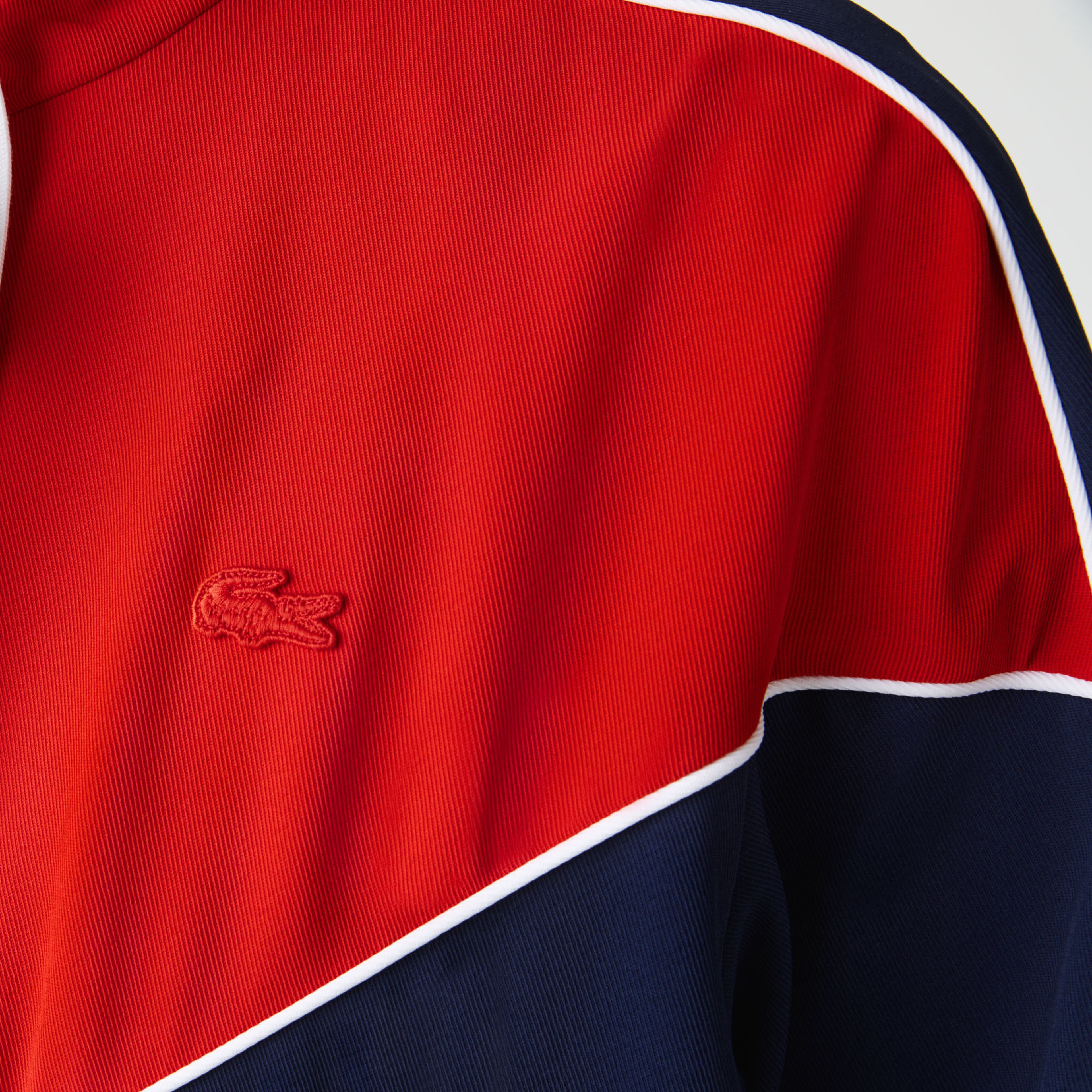 Lacoste Erkek Fermuarlı Kapüşonlu Kırmızı-Lacivert Eşofman Üstü