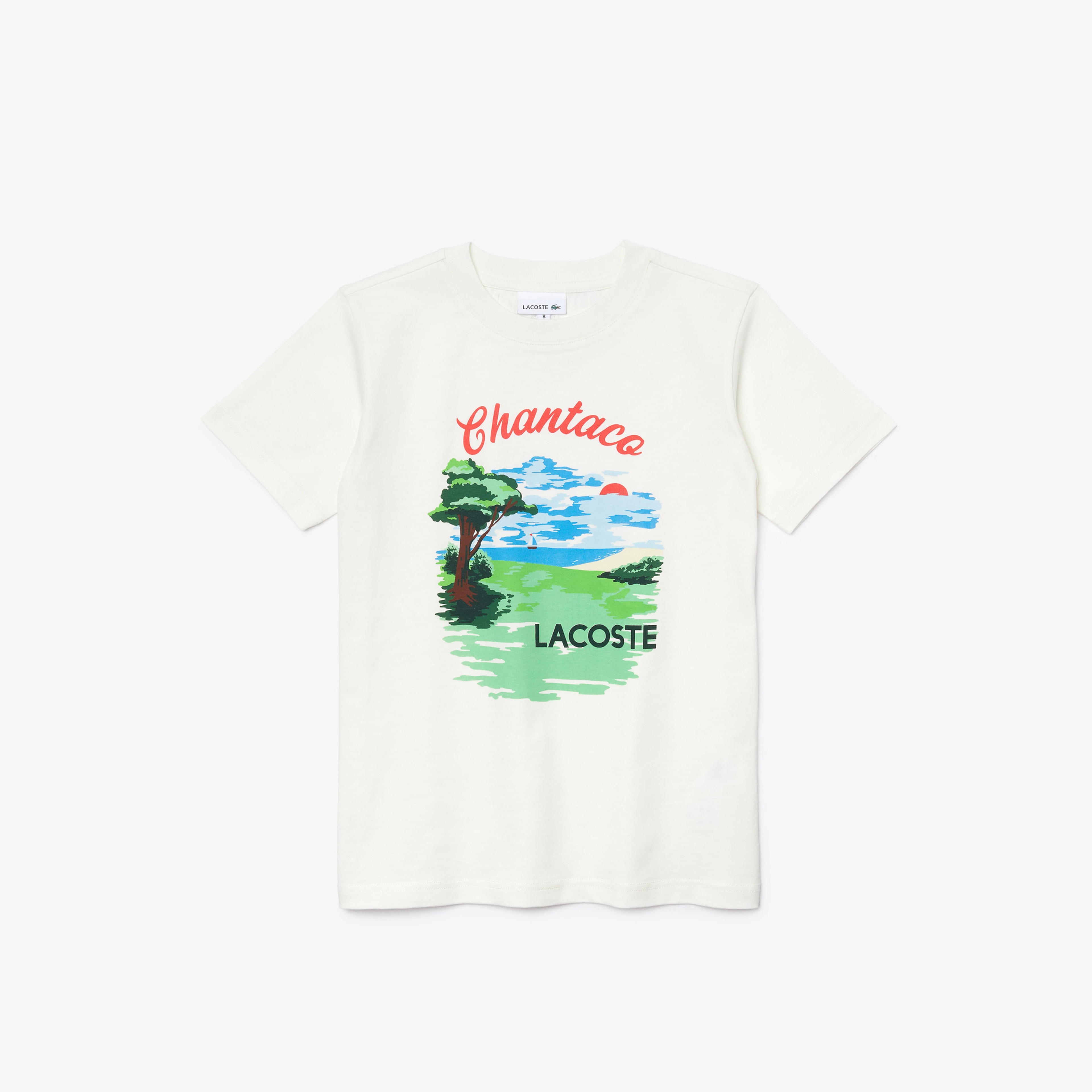 Lacoste Çocuk Bisiklet Yaka Baskılı Beyaz T-Shirt