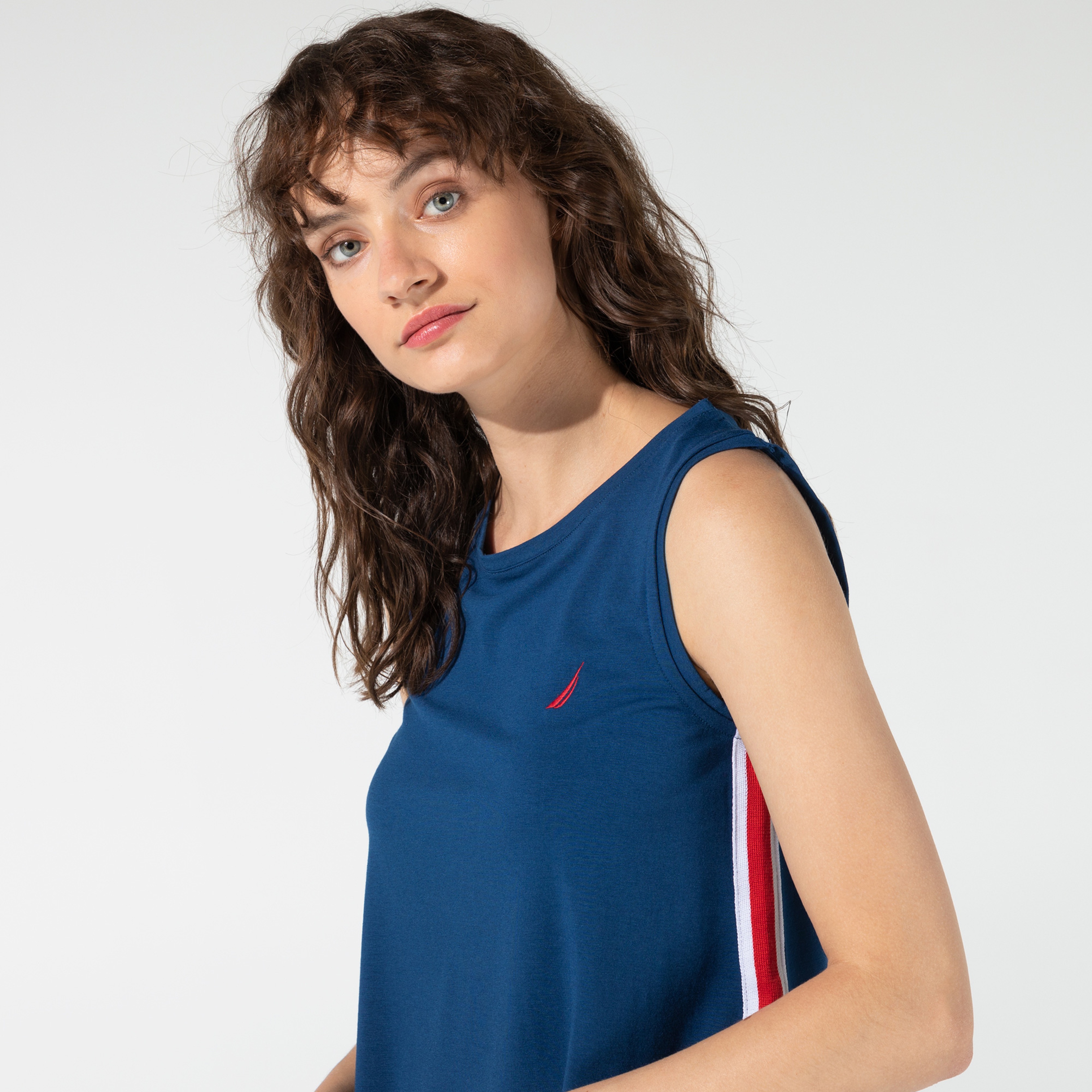 Nautica Kadın Mavi Kolsuz T-shirt