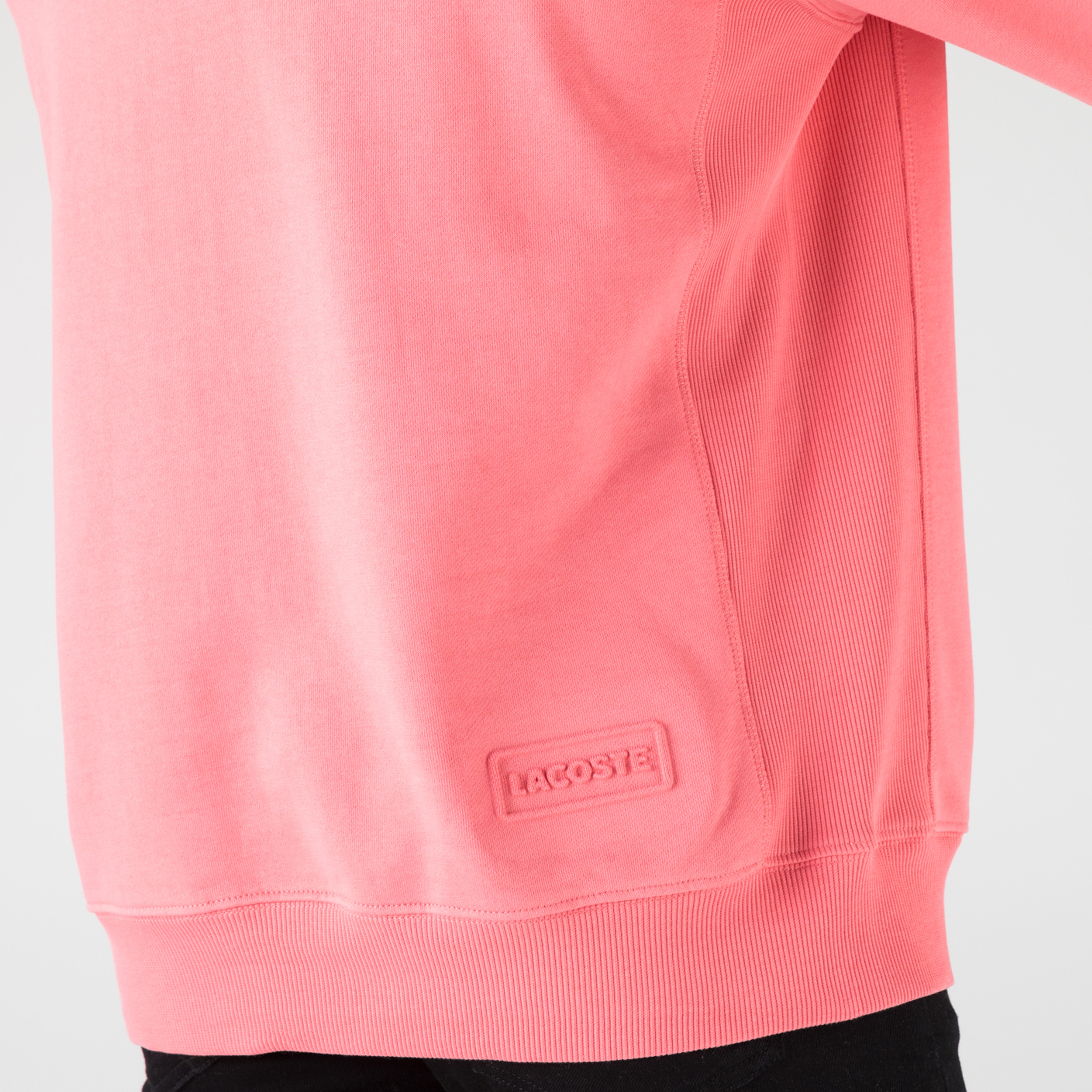 Lacoste L!ve Erkek Loose Fit Kapüşonlu Pembe Sweatshirt