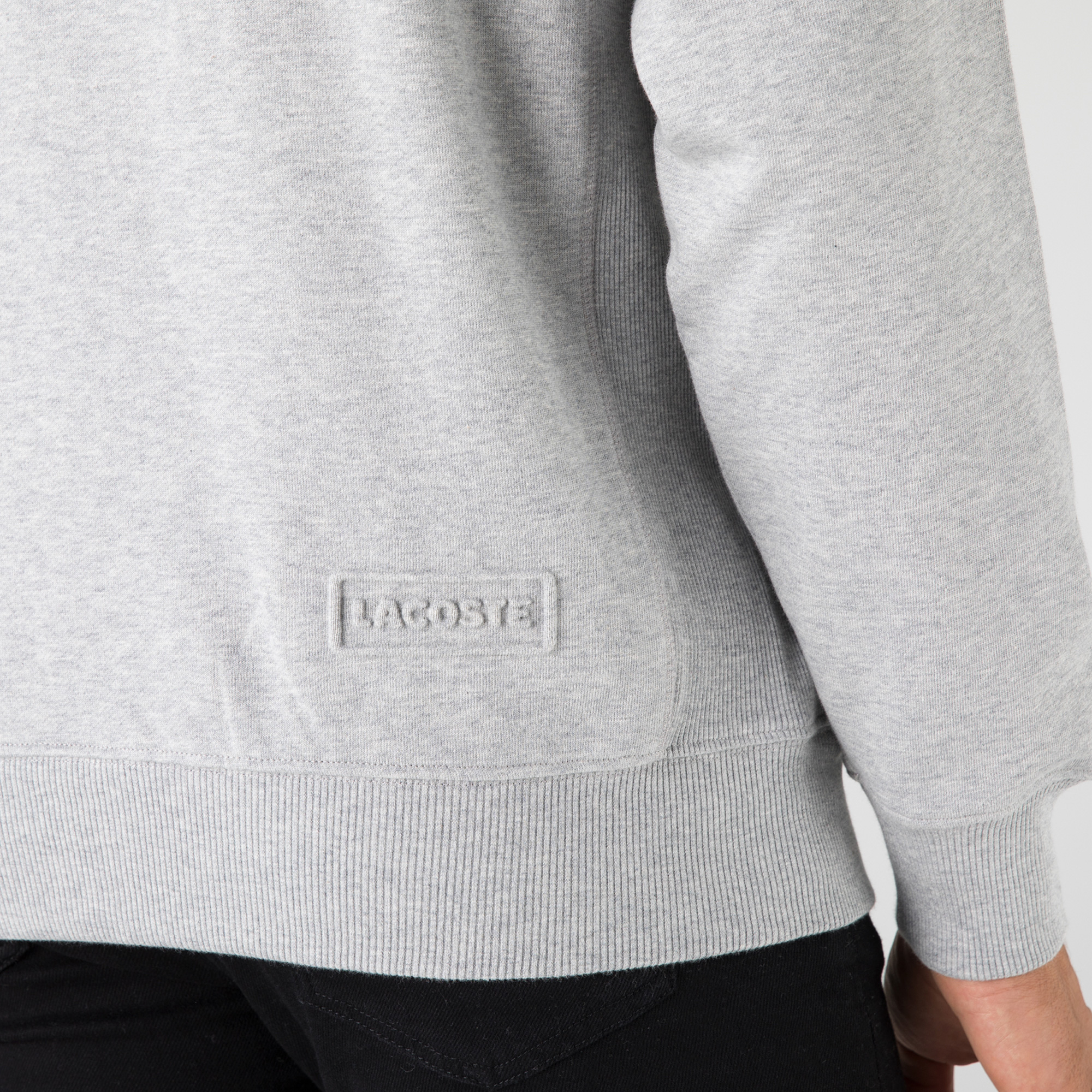 Lacoste L!ve Erkek Loose Fit Kapüşonlu Gri Sweatshirt