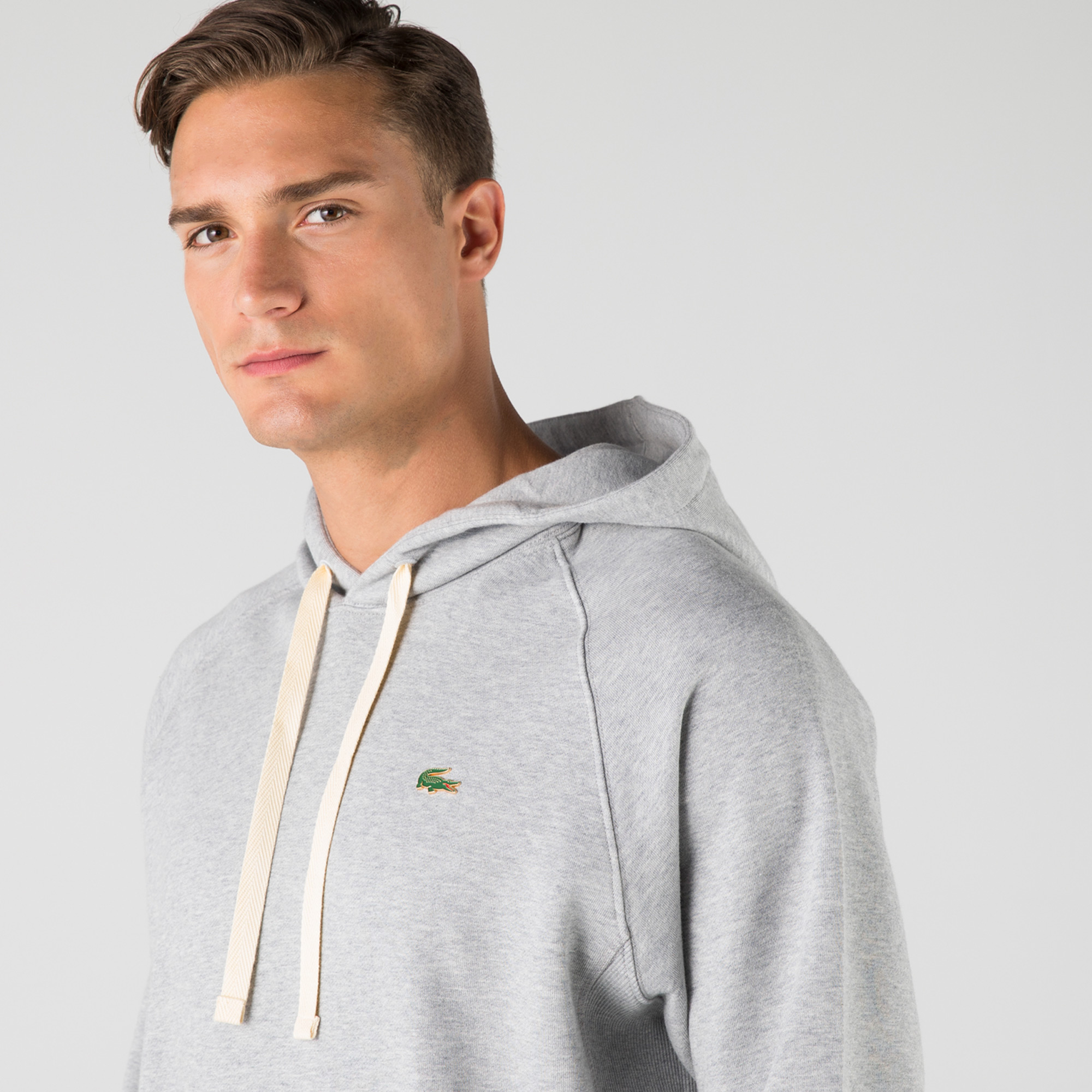 Lacoste L!ve Erkek Loose Fit Kapüşonlu Gri Sweatshirt