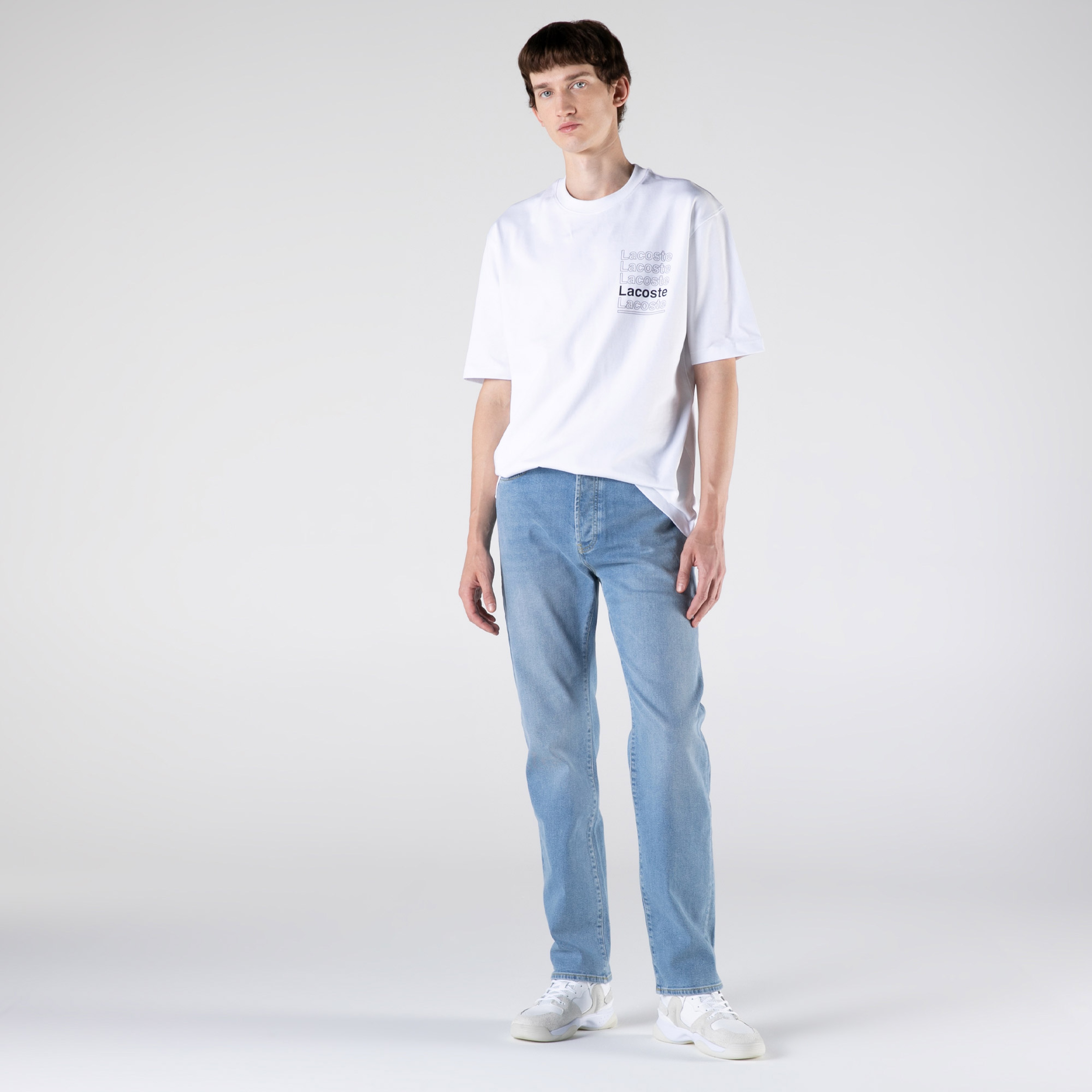 Lacoste L!VE Erkek Relaxed Fit Açık Mavi Denim Pantolon