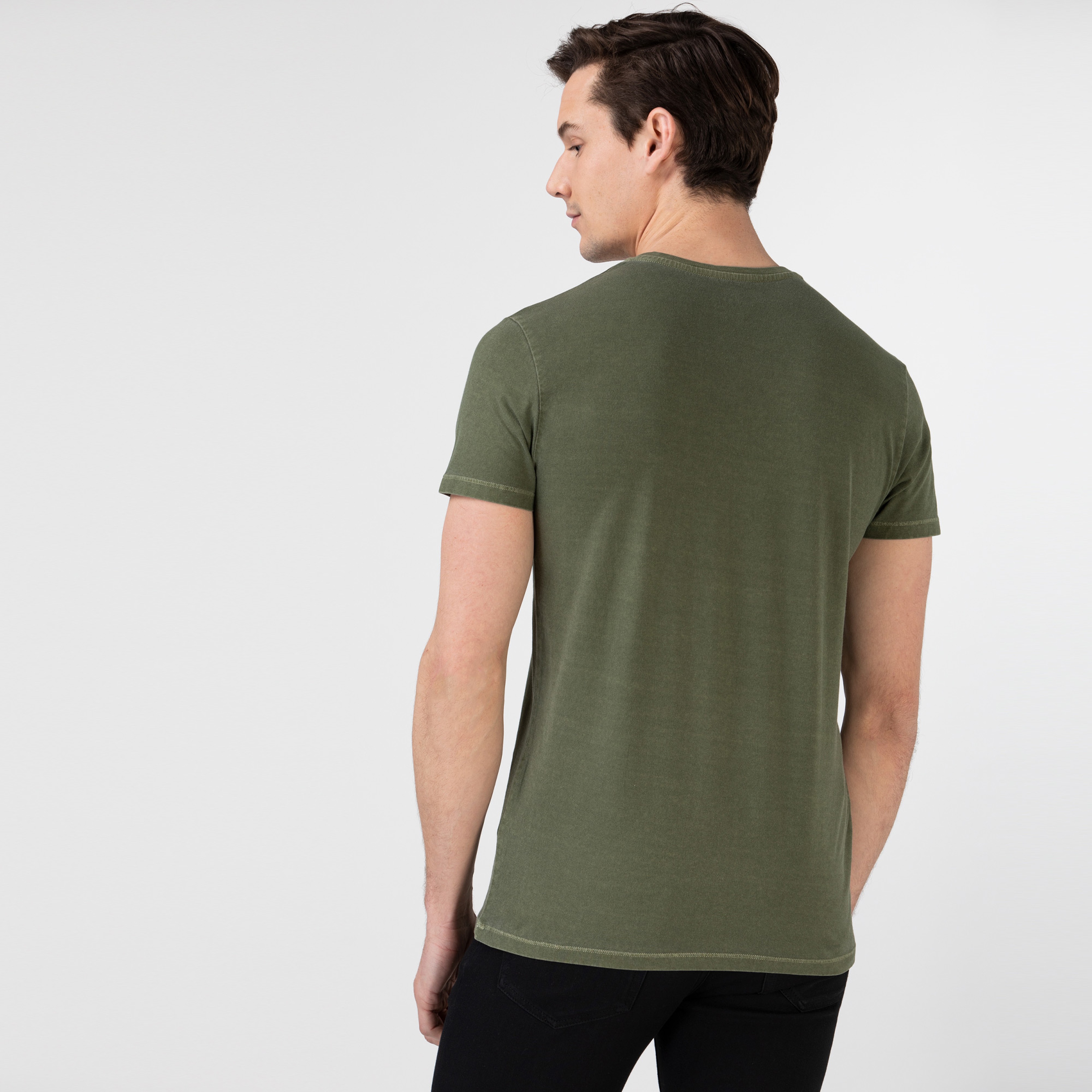 Lacoste Erkek Slim Fit V Yaka Haki T-Shirt
