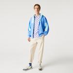 Lacoste Erkek Dik Yaka Renk Bloklu Fermuarlı Kapüşonlu Mavi - Açık Yeşil Rüzgarlık