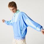 Lacoste Erkek Dik Yaka Renk Bloklu Fermuarlı Kapüşonlu Mavi - Açık Yeşil Rüzgarlık