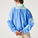 Lacoste Erkek Dik Yaka Renk Bloklu Fermuarlı Kapüşonlu Mavi - Açık Yeşil Rüzgarlık