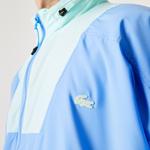 Lacoste Erkek Dik Yaka Renk Bloklu Fermuarlı Kapüşonlu Mavi - Açık Yeşil Rüzgarlık