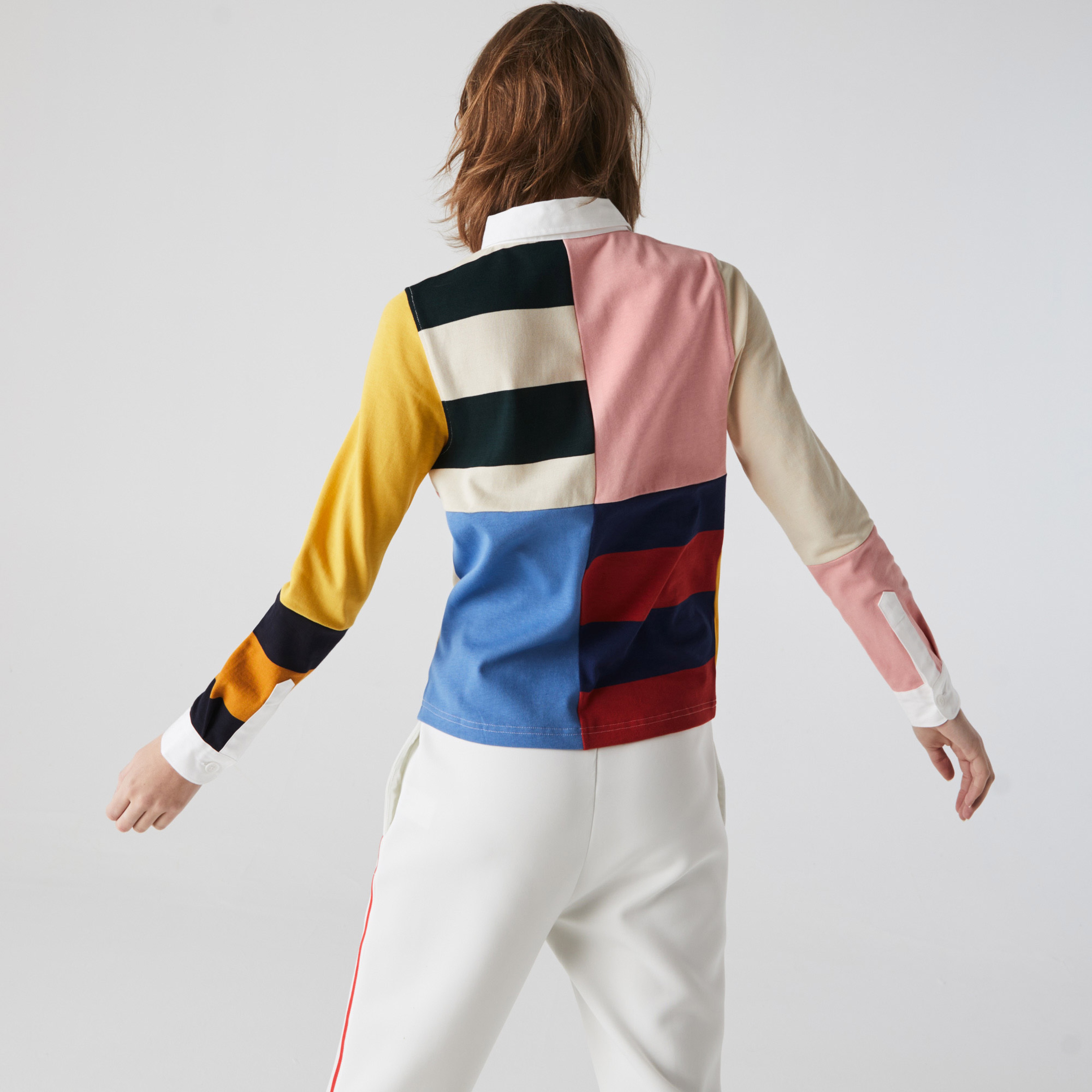 Lacoste L!ve Kadın Regular Fit Uzun Kollu Renk Bloklu Renkli Polo