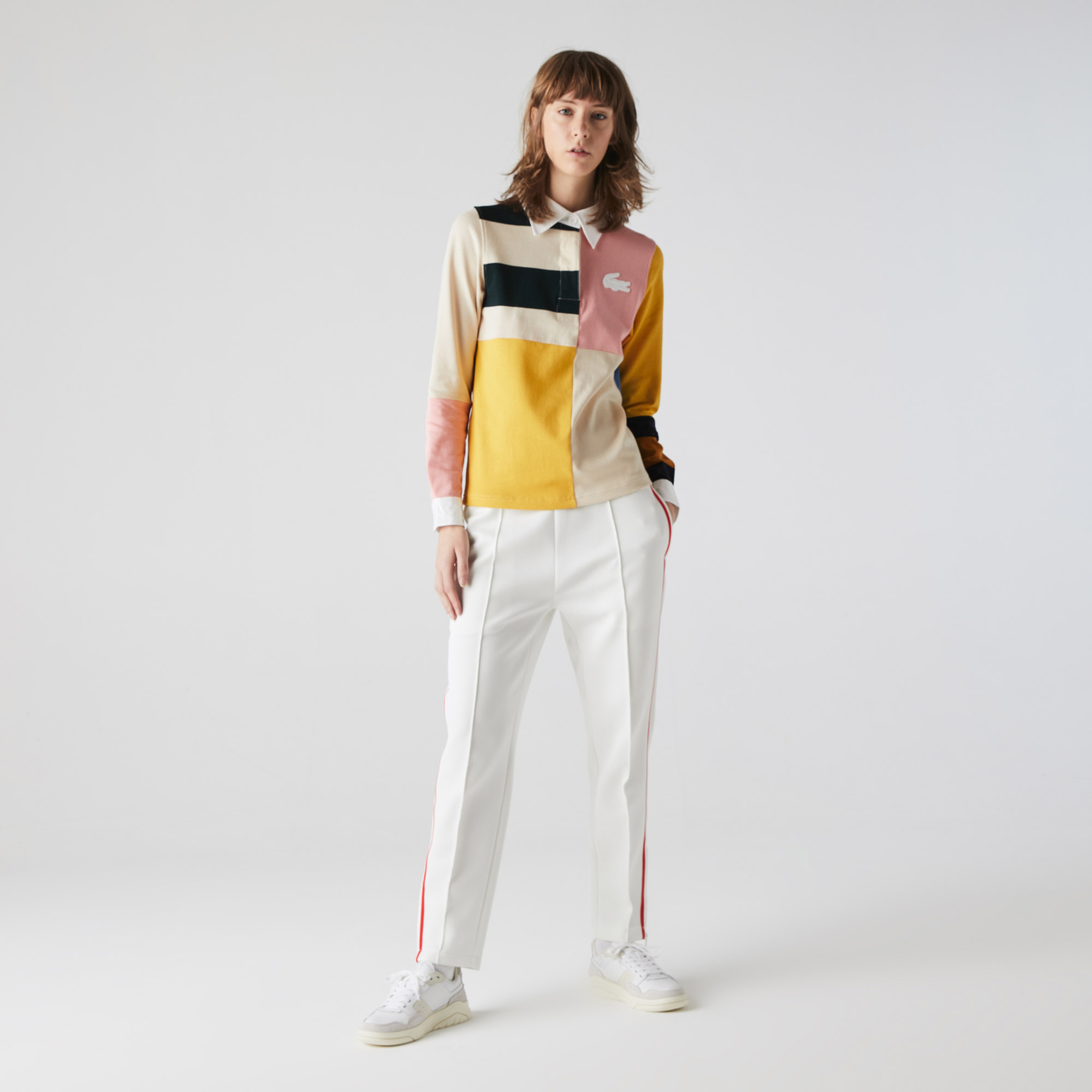 Lacoste L!ve Kadın Regular Fit Uzun Kollu Renk Bloklu Renkli Polo