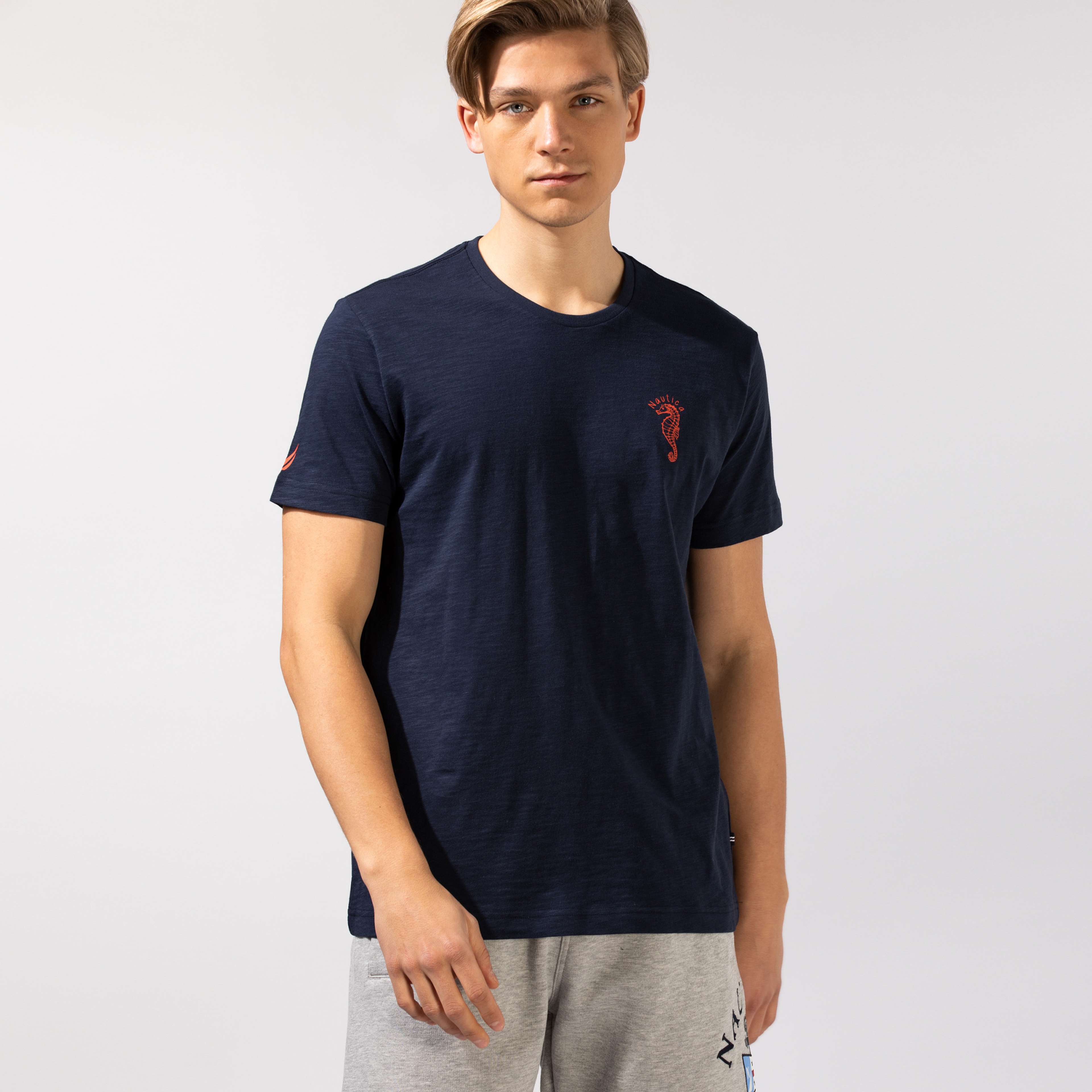 NAUTICA ERKEK LACİVERT BASKILI T-SHIRT