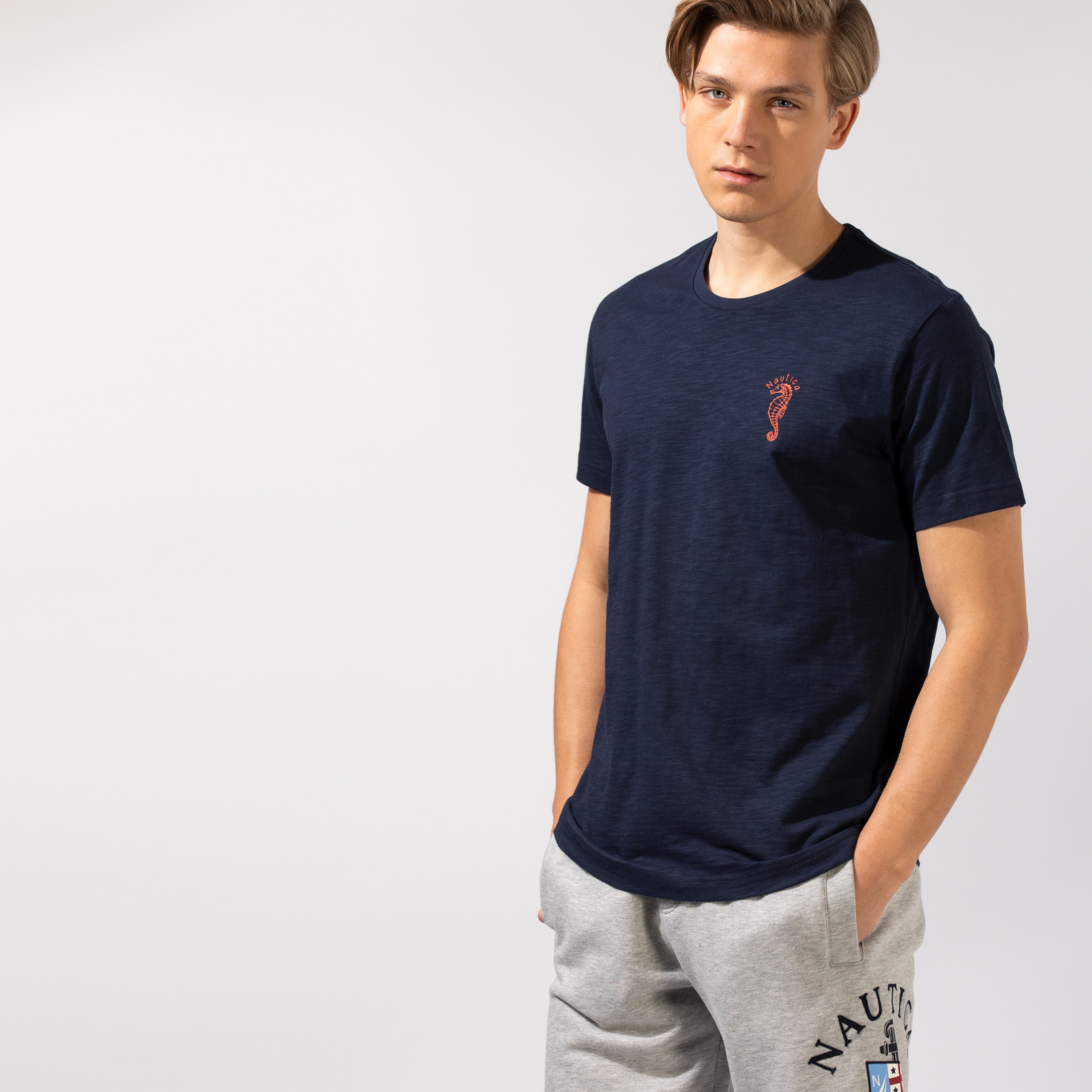 NAUTICA ERKEK LACİVERT BASKILI T-SHIRT