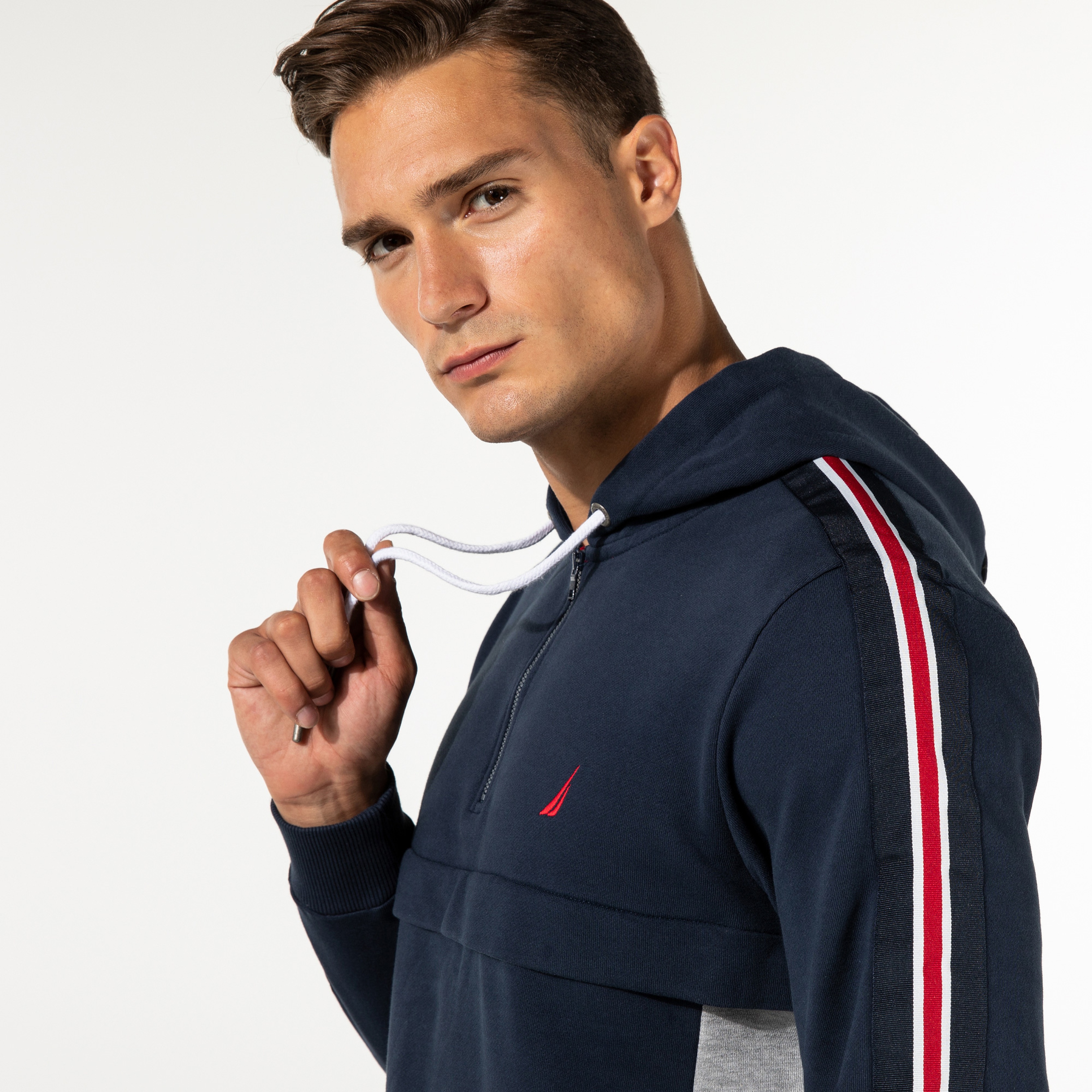 NAUTICA ERKEK LACİVERT BLOK DESENLİ SWEATSHIRT