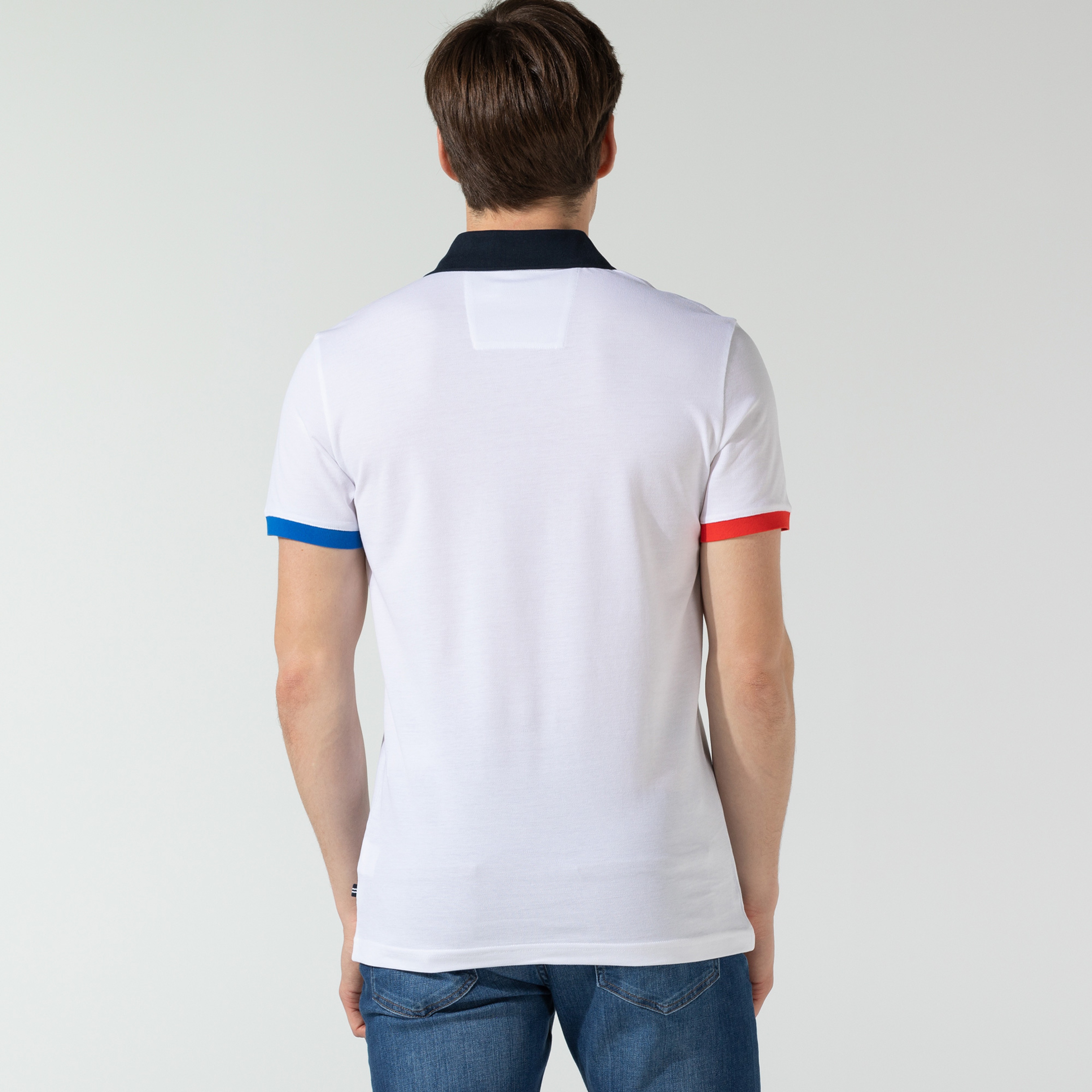 NAUTICA ERKEK BEYAZ SLIM FIT KISA KOLLU ÇİZGİLİ POLO