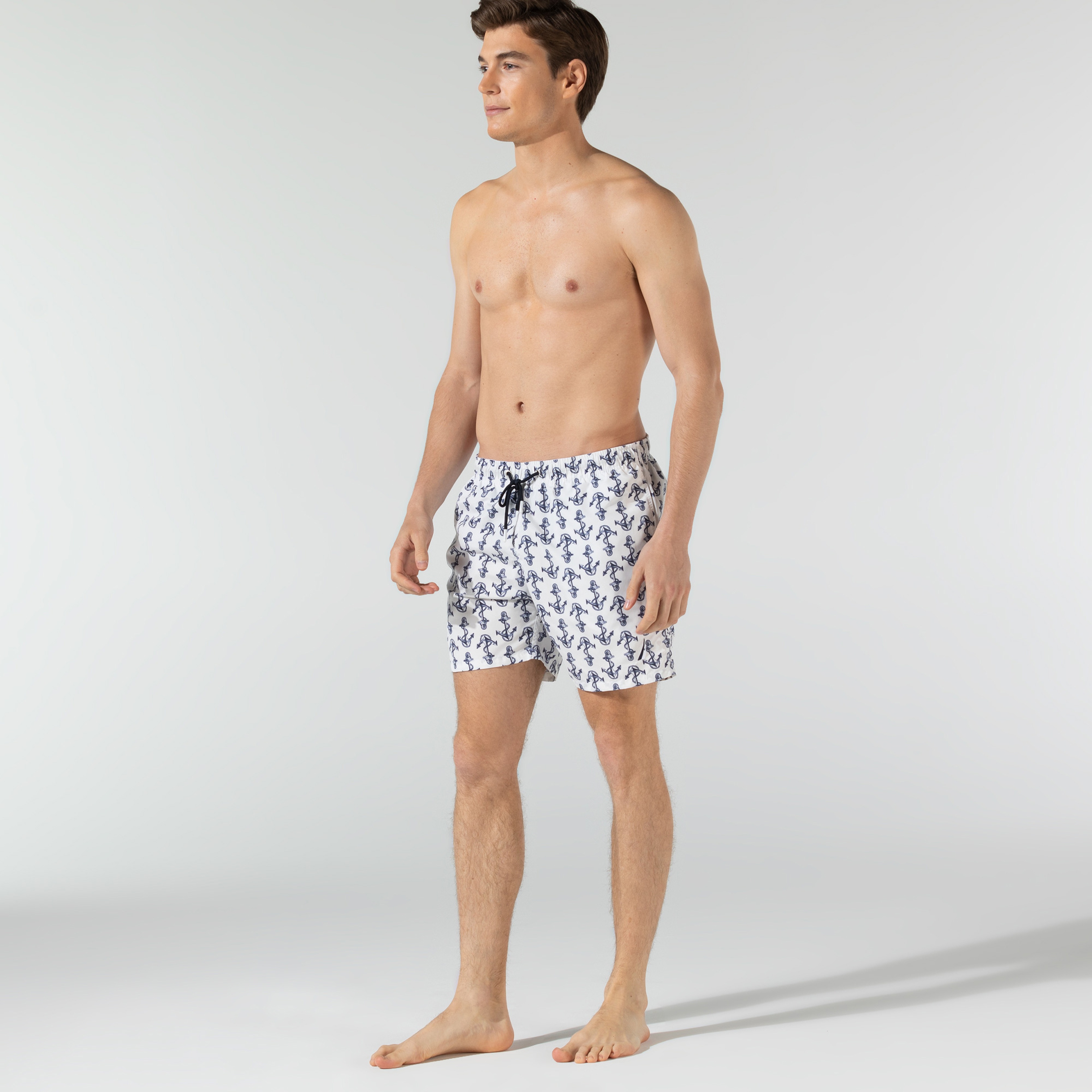 Nautıca Erkek Beyaz Baskılı Deniz Şortu