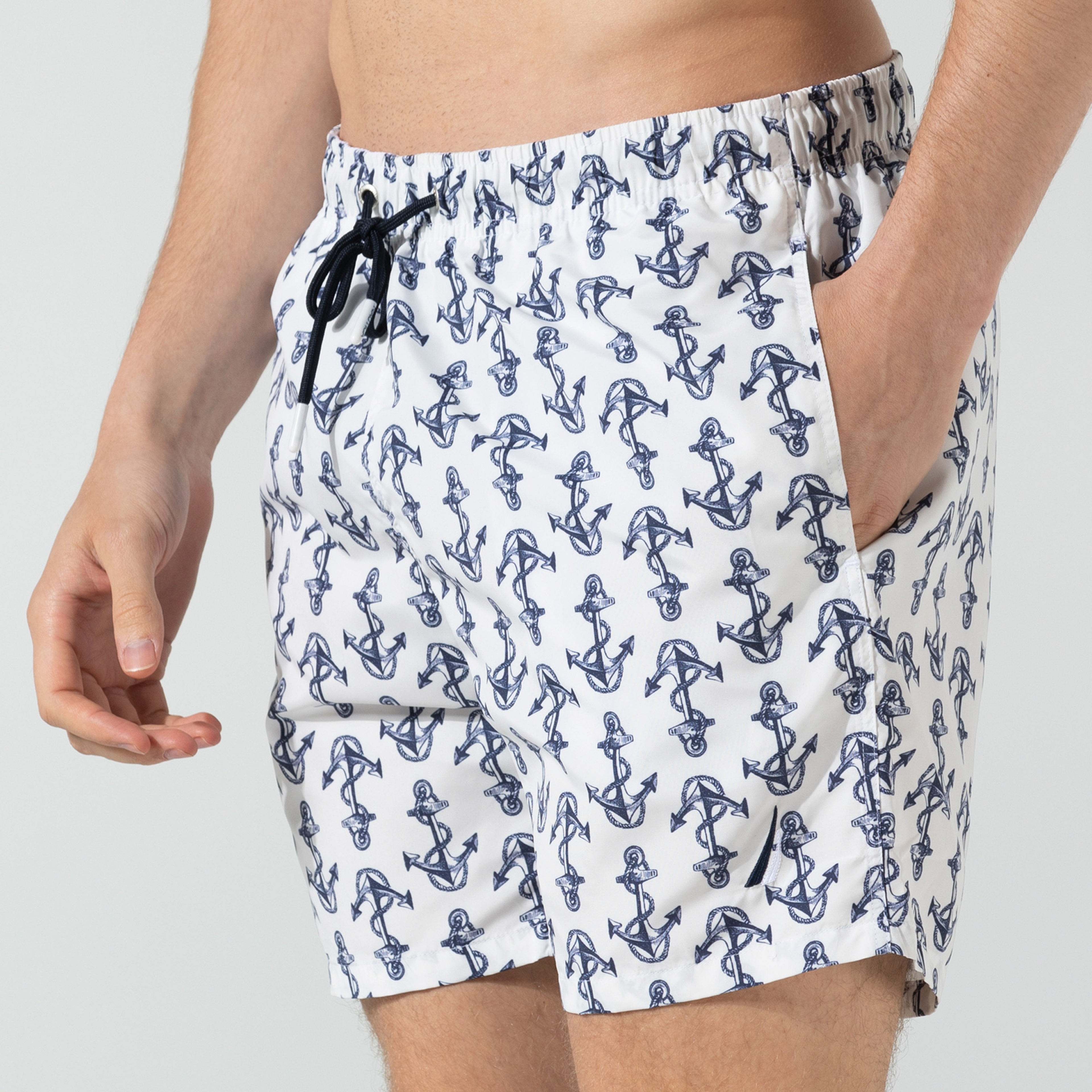 Nautıca Erkek Beyaz Baskılı Deniz Şortu