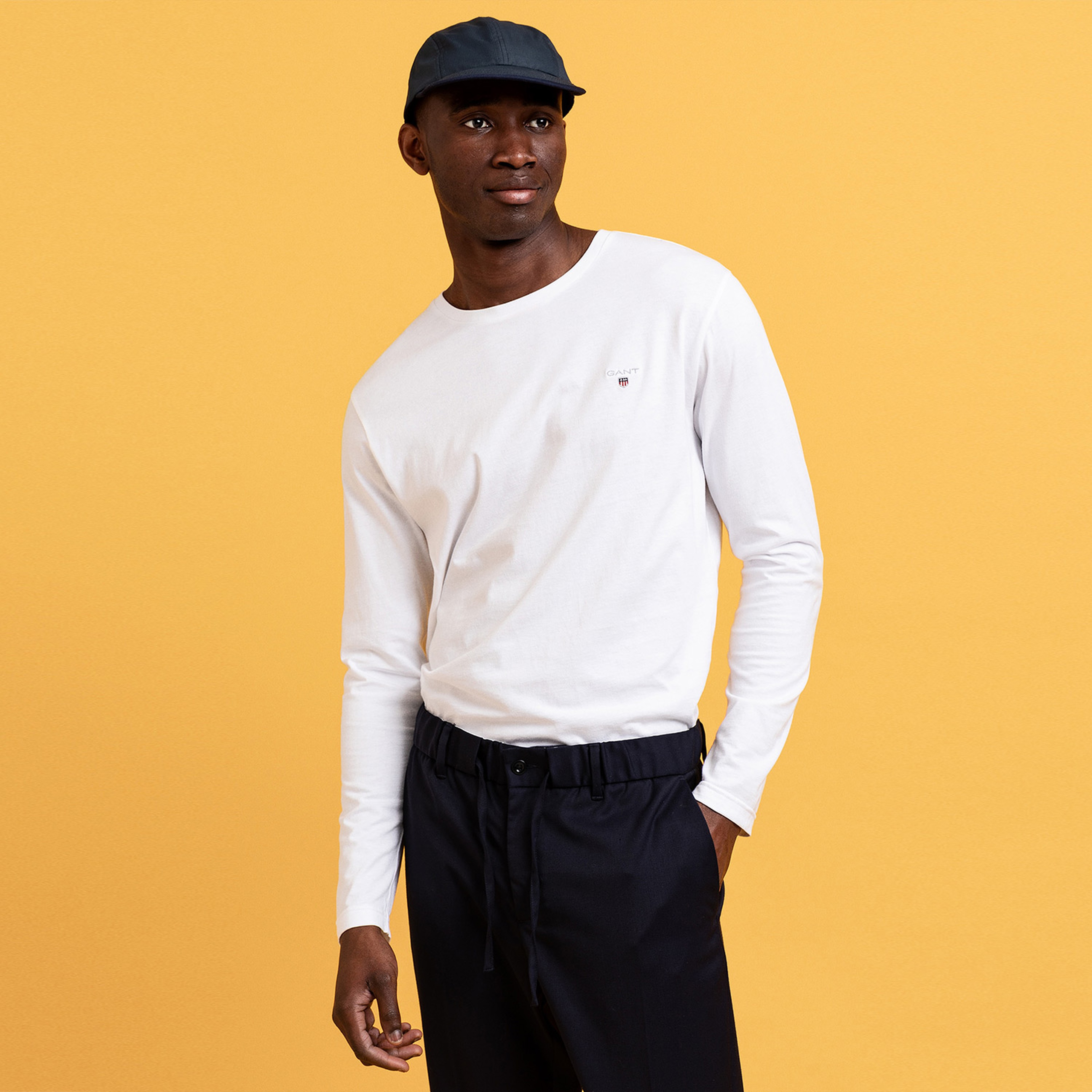 Gant Erkek Beyaz Regular Fit Bisiklet Yaka T-shirt