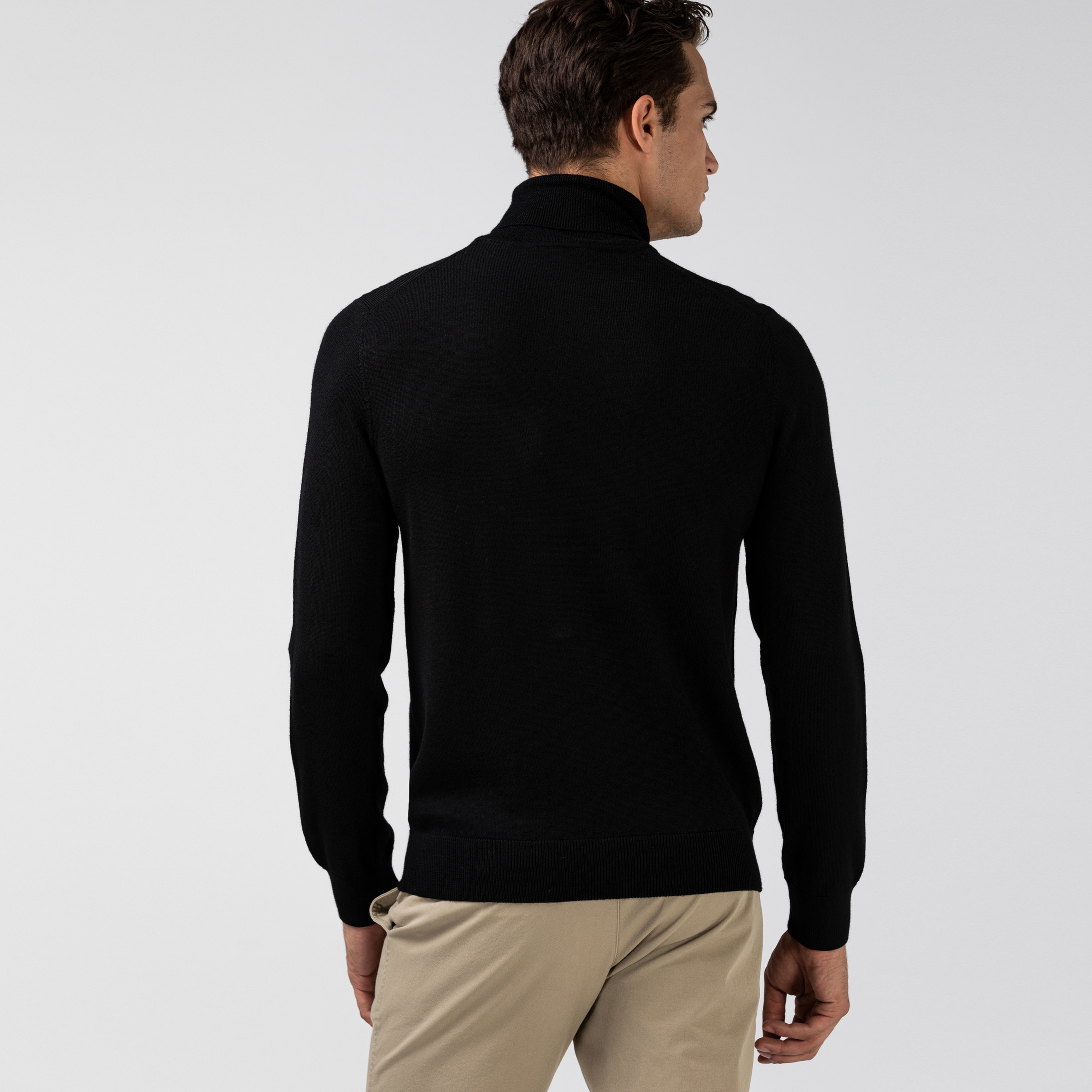 Erkek Regular Fit Boğazlı Yaka Siyah Kazak