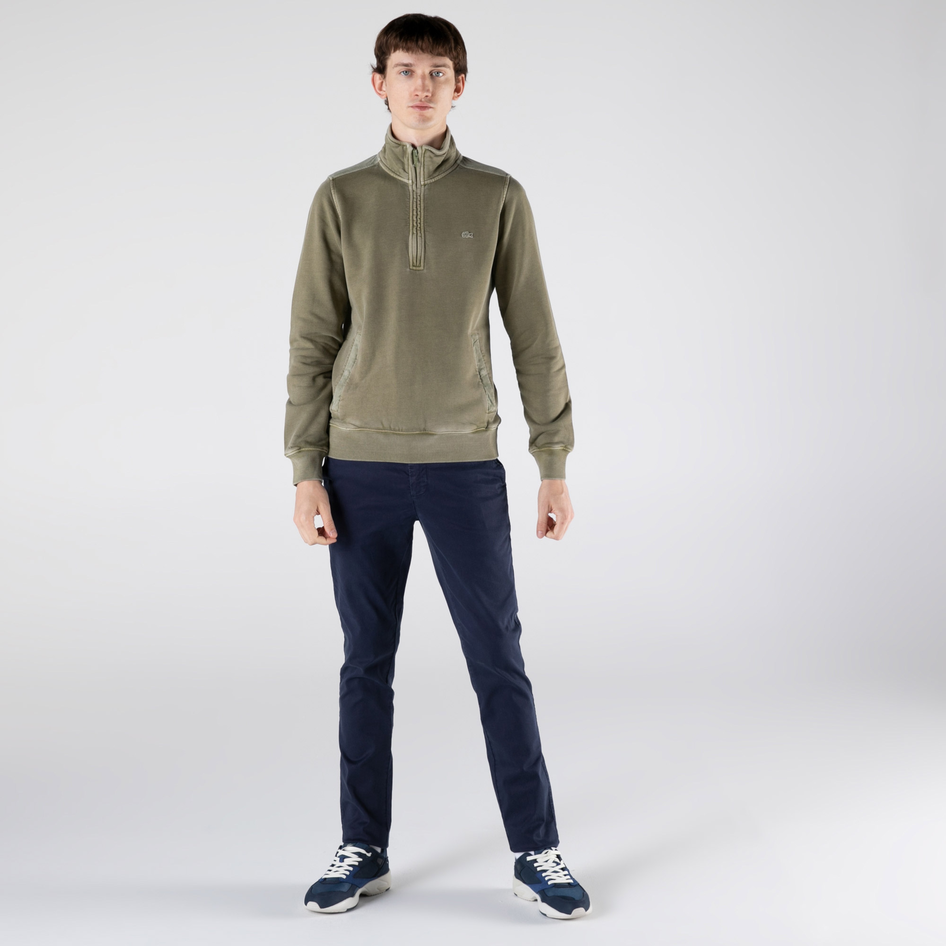 Lacoste Erkek Regular Fit Yarım Fermuarlı Haki Sweatshirt