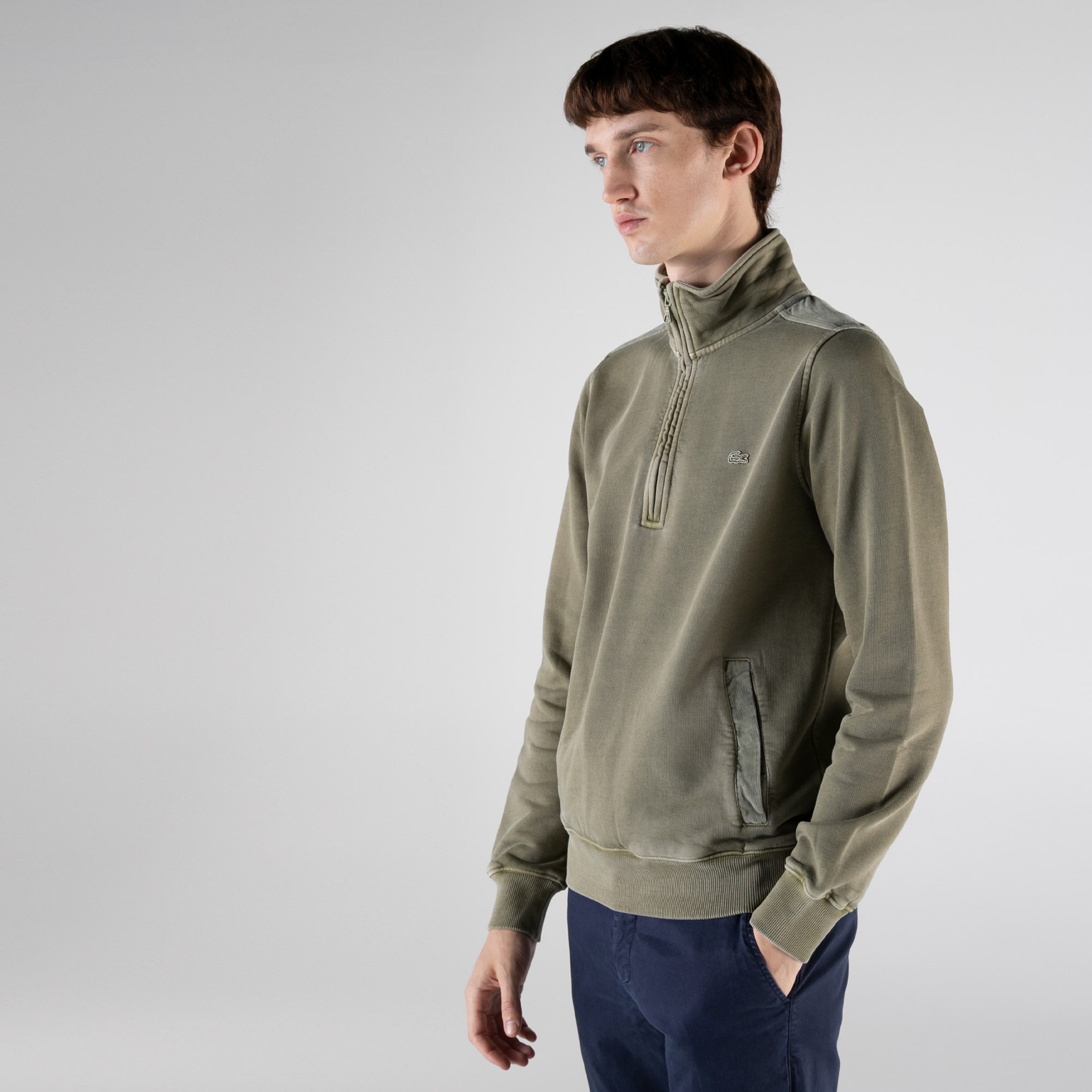Lacoste Erkek Regular Fit Yarım Fermuarlı Haki Sweatshirt