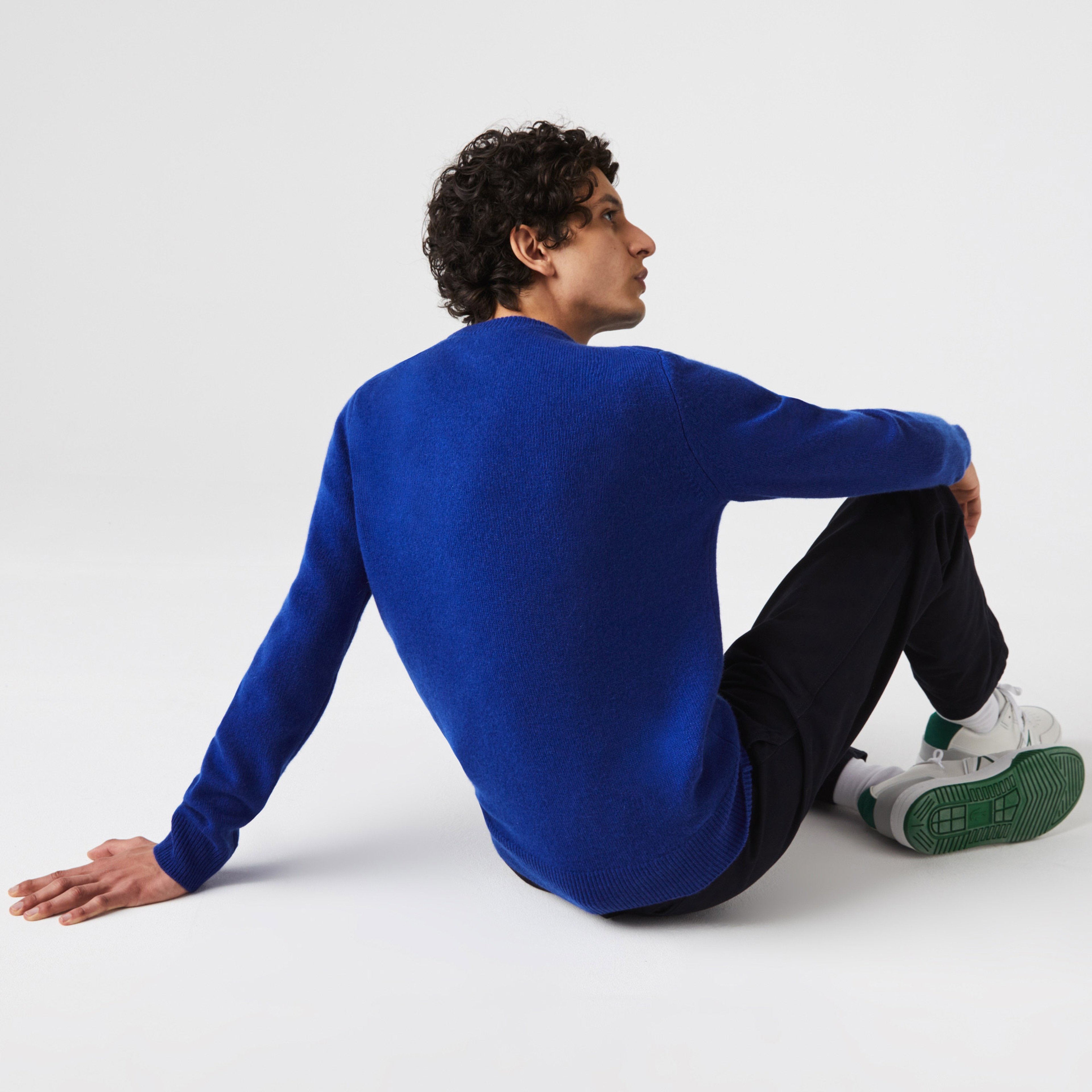 Lacoste Erkek Classic Fit Bisiklet Yaka Kaşmir Mavi Kazak