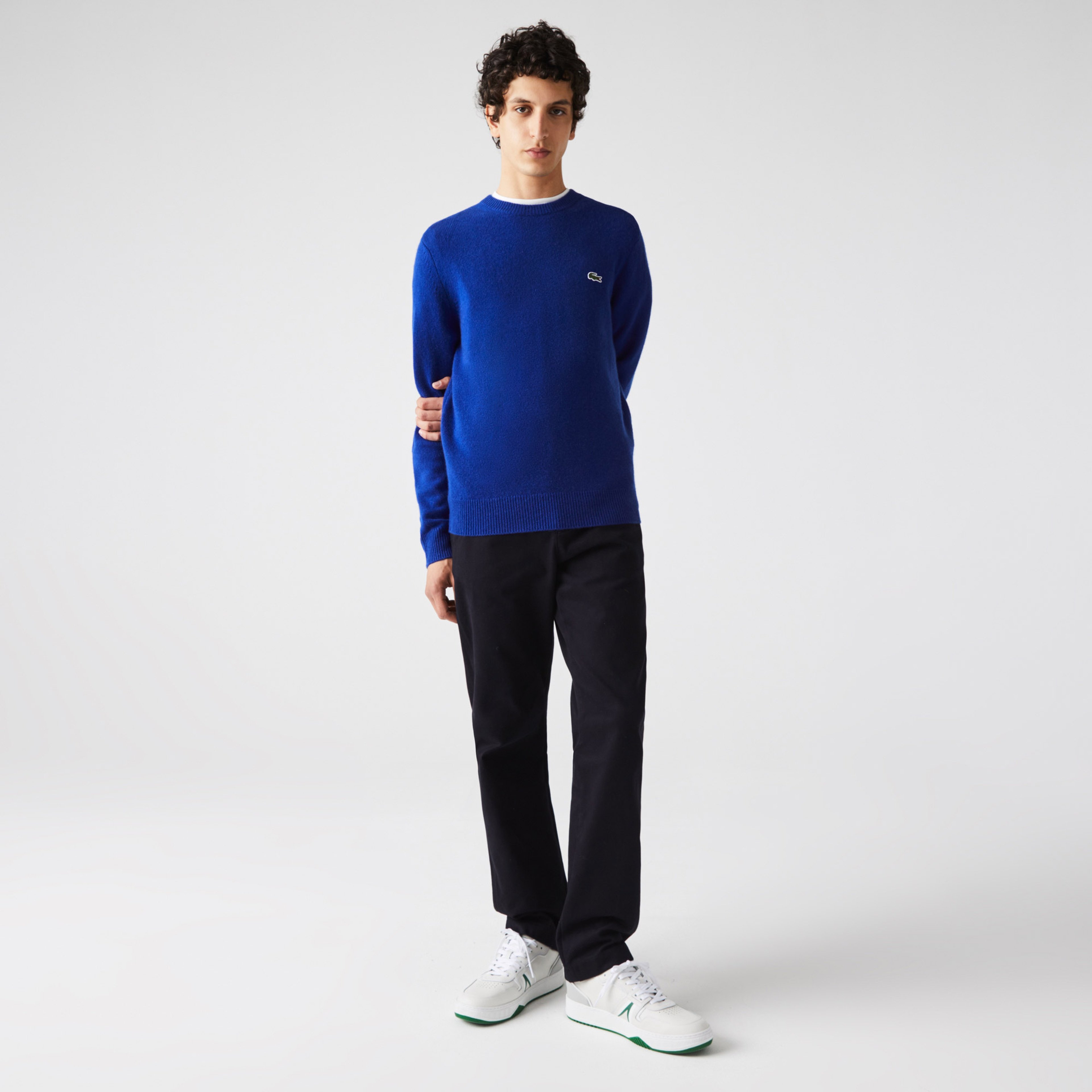 Lacoste Erkek Classic Fit Bisiklet Yaka Kaşmir Mavi Kazak