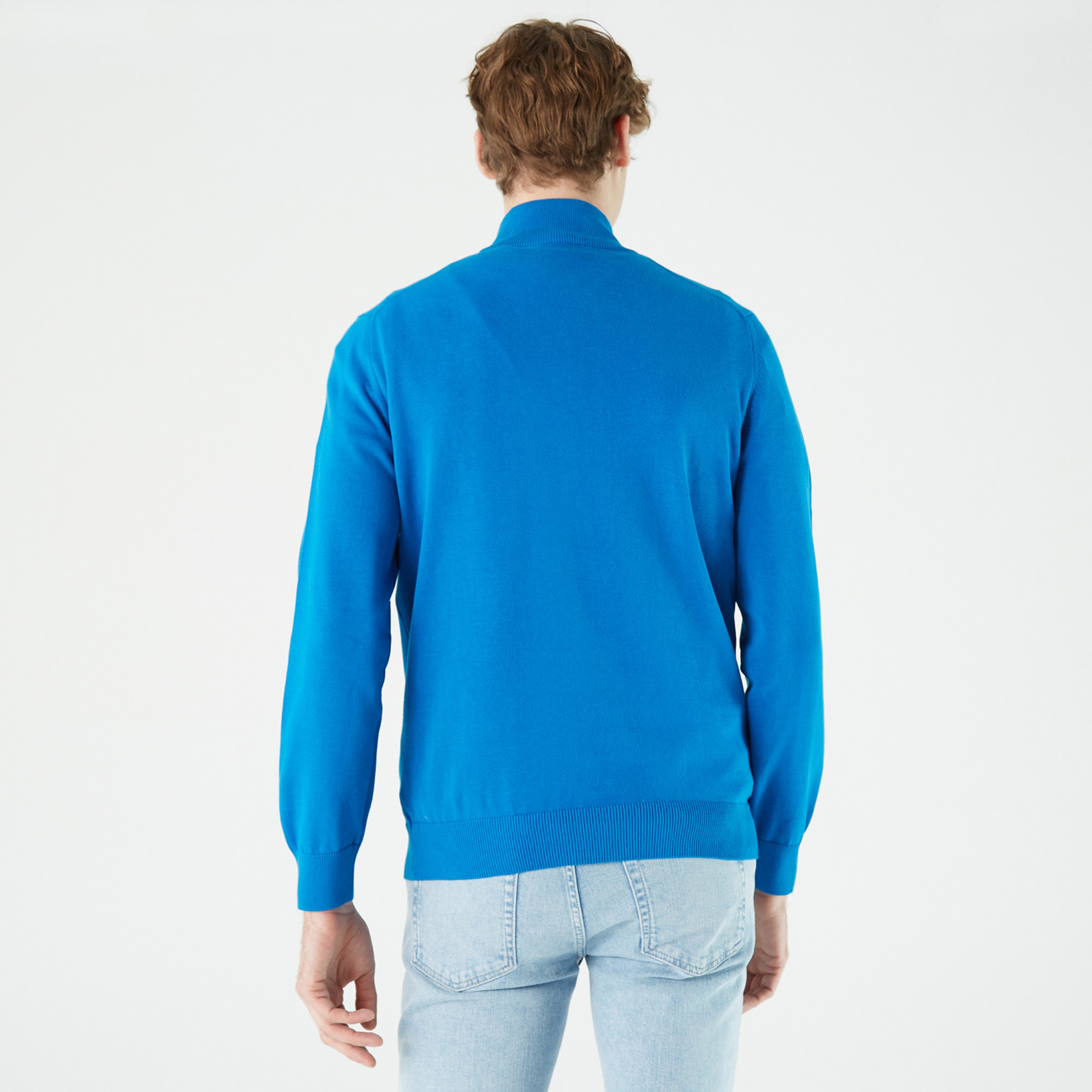Lacoste Erkek Regular Fit Yarım Fermuarlı Mavi Kazak