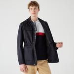 Erkek Regular Fit Kapüşonlu  Baskılı Lacivert Yağmurluk