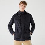 Erkek Regular Fit Kapüşonlu  Baskılı Lacivert Yağmurluk